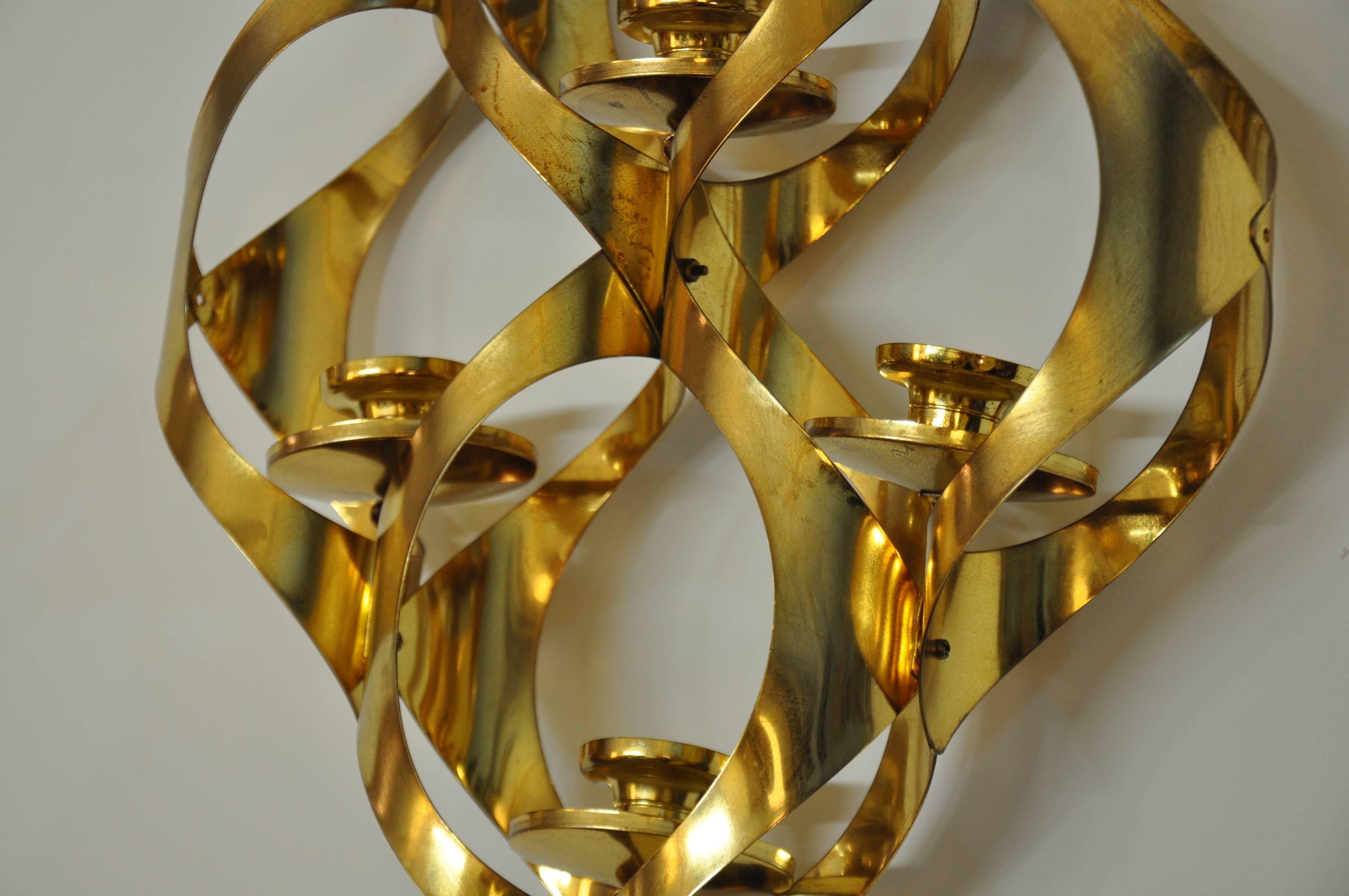 American Mid-Century Brass Pendant Candelabra