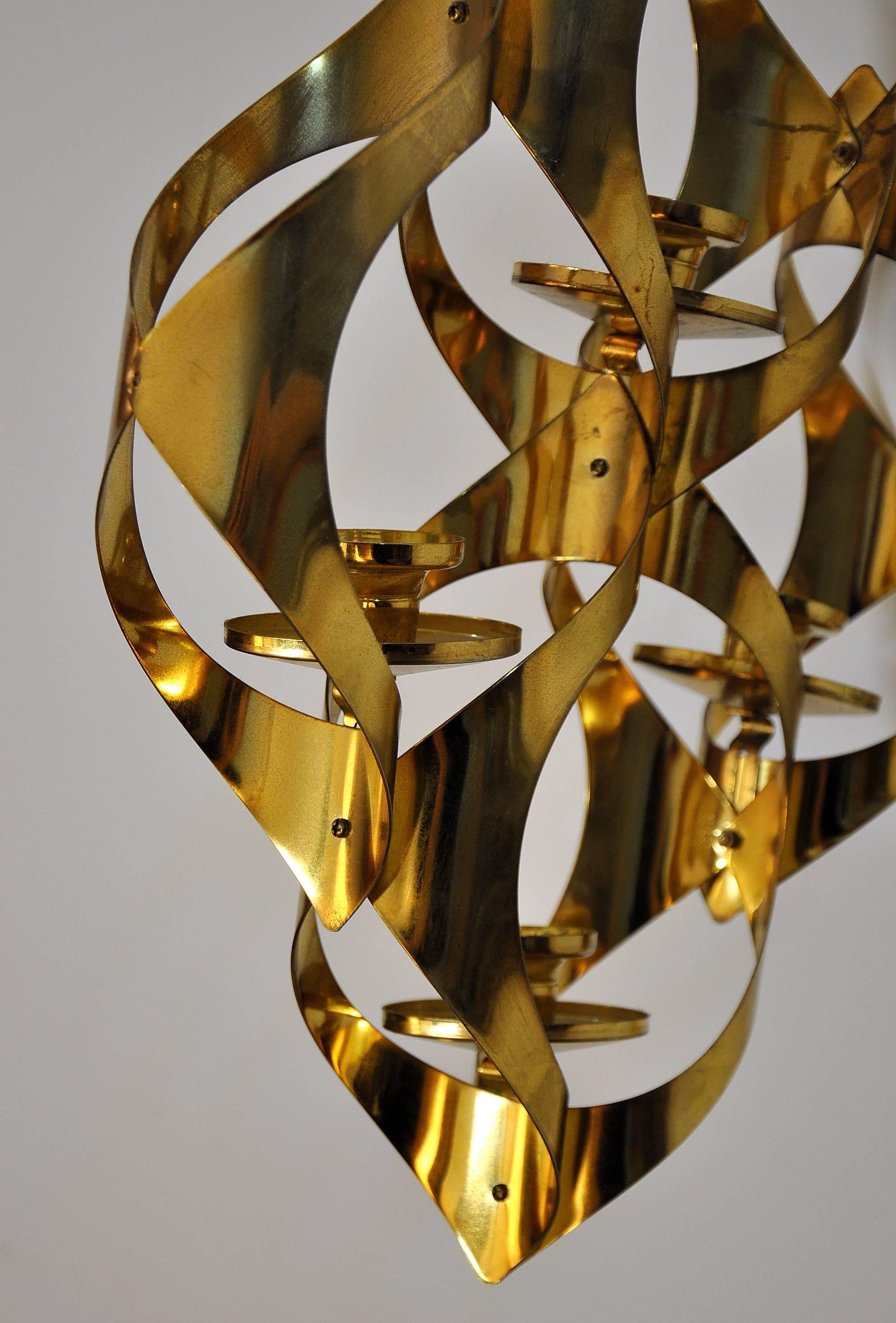 Mid-Century Brass Pendant Candelabra 3