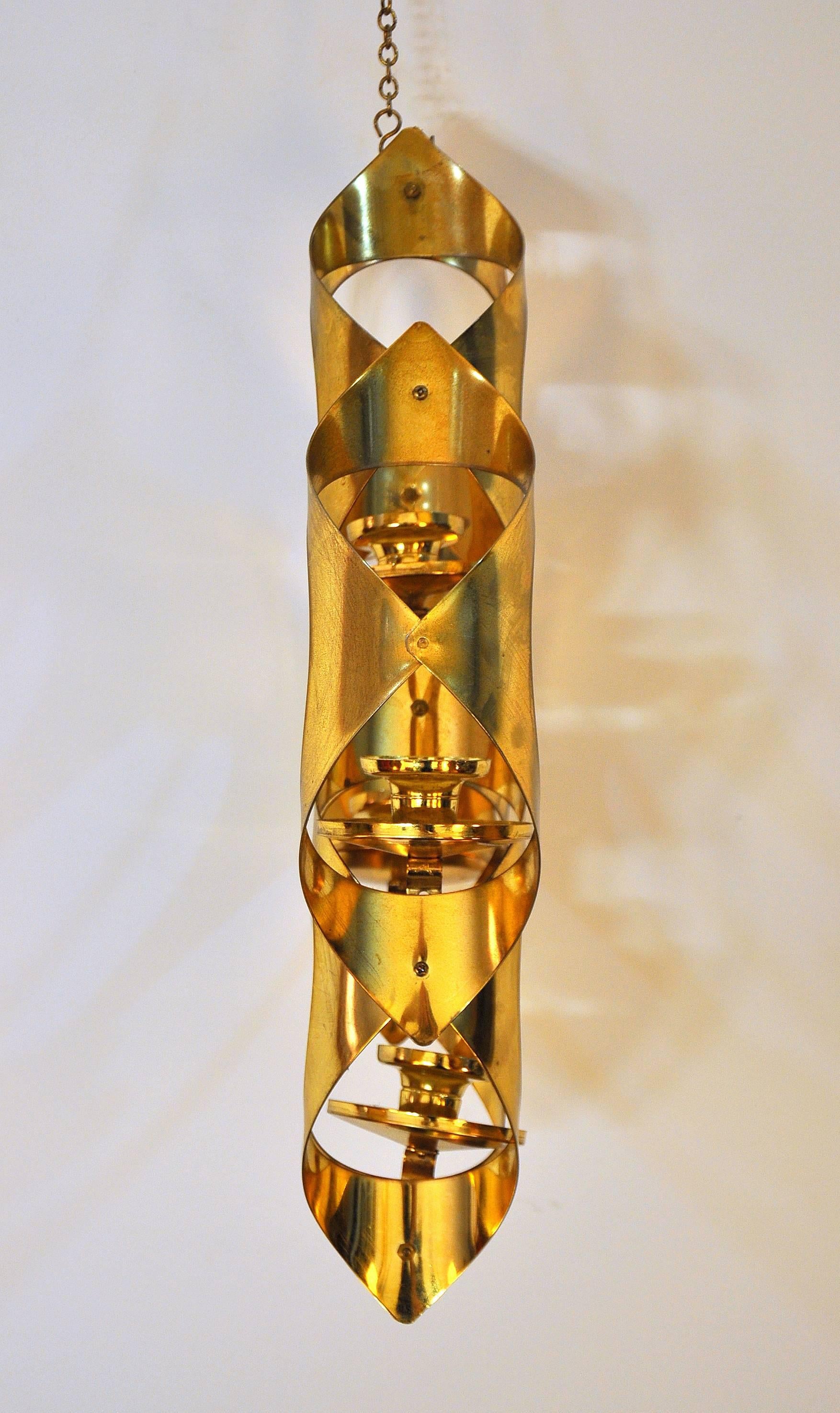 Mid-Century Brass Pendant Candelabra 4