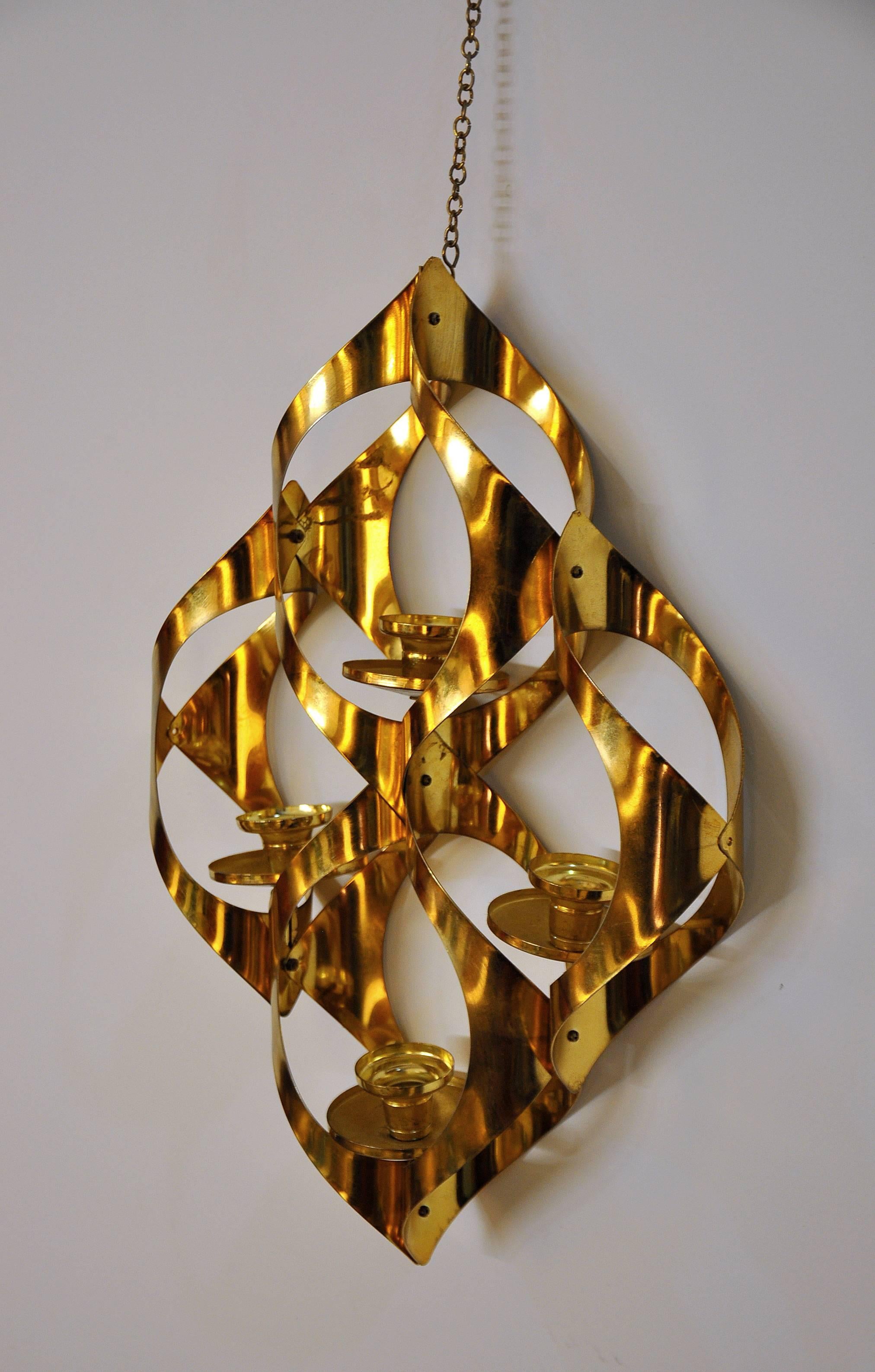 Mid-Century Modern Mid-Century Brass Pendant Candelabra