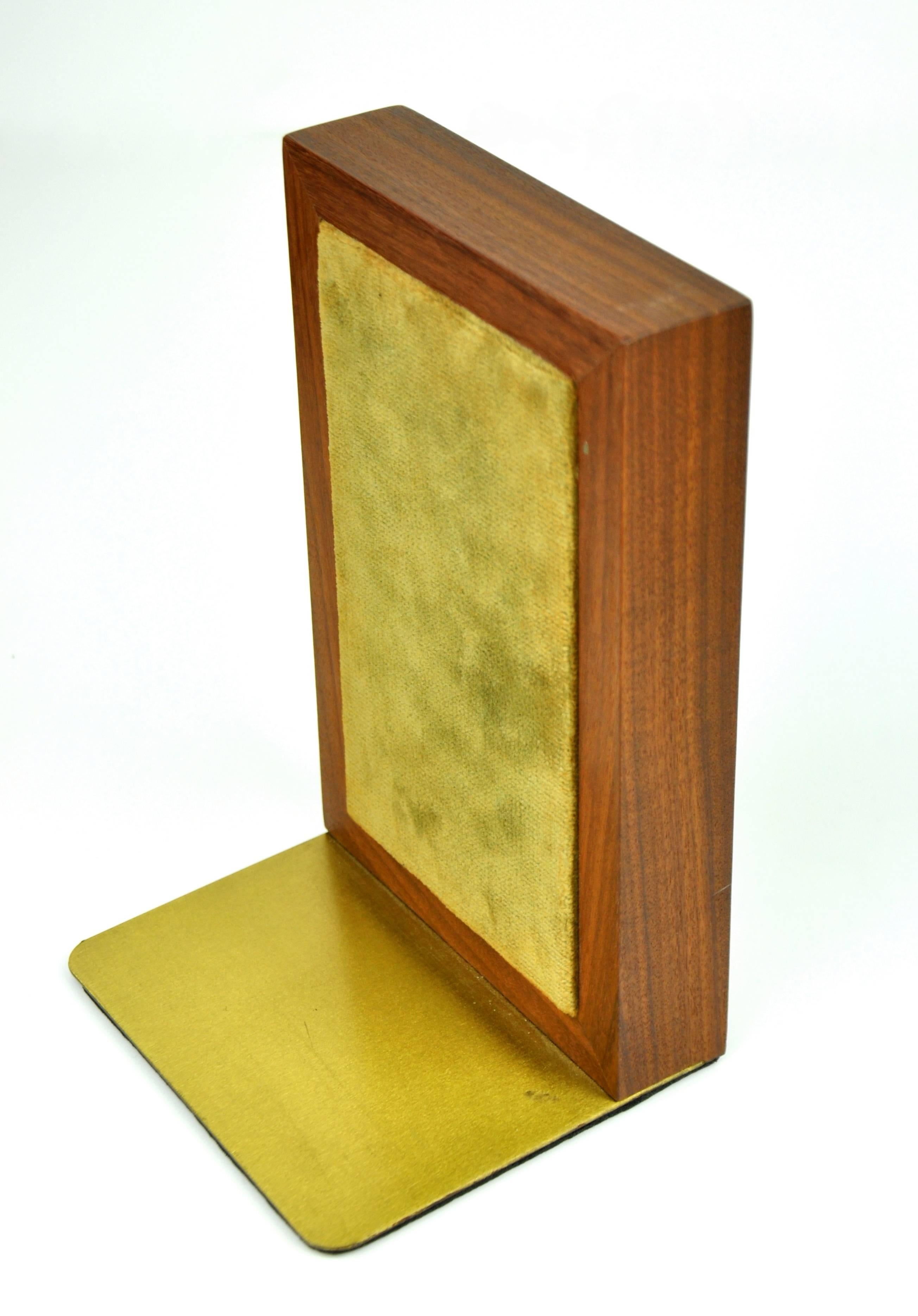 Pair of Jane & Gordon Martz for Marshall Studios Tiled Walnut and Brass Bookends In Excellent Condition In Miami, FL