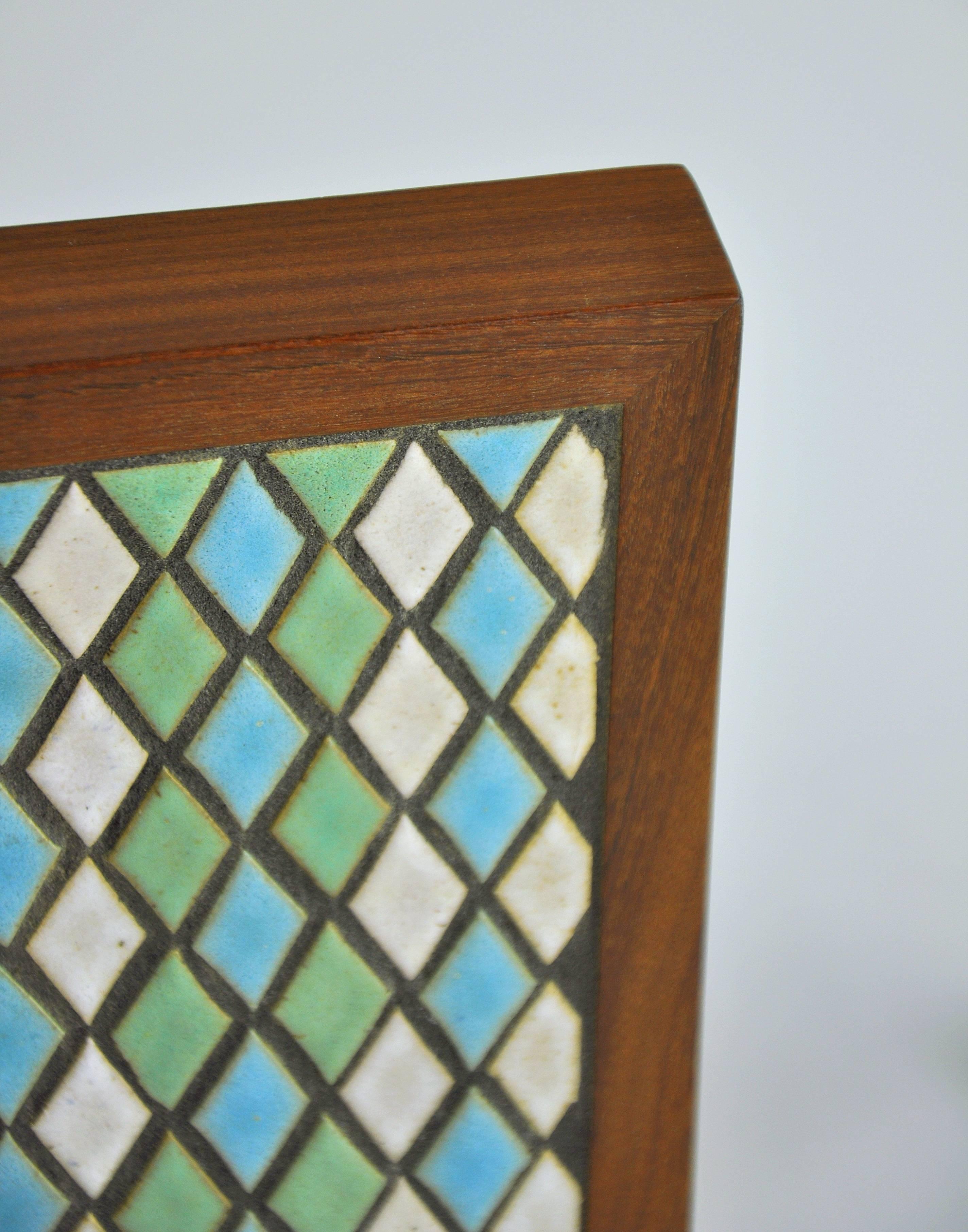 Glazed Pair of Jane & Gordon Martz for Marshall Studios Tiled Walnut and Brass Bookends