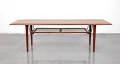 Peter Hvidt and Orla Molgaard-Nielsen Teak, Cane and Brass Coffee Table
