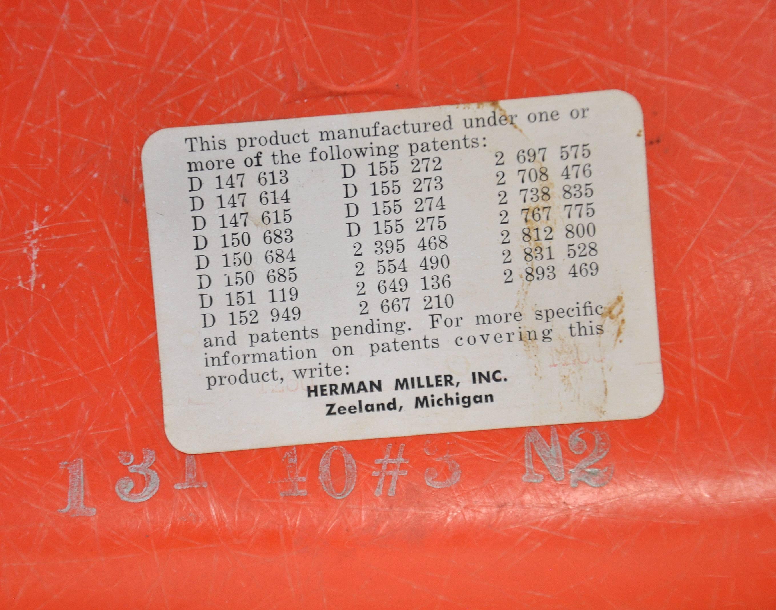 Eames Herman Miller Orange Fiberglass Dowel Chair 3