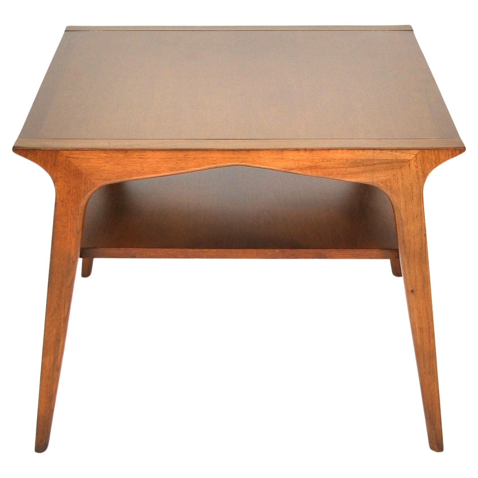 Mid-Century Two-Tier Walnut Table by John Van Koert for Drexel Profile, 1950s 3