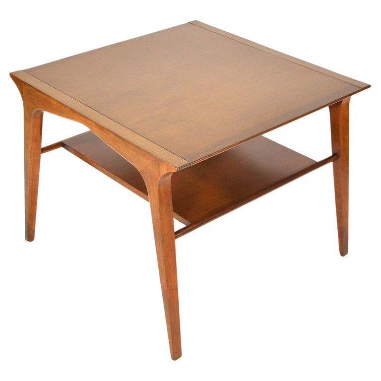 Mid-Century Two-Tier Walnut Table by John Van Koert for Drexel Profile, 1950s For Sale 2