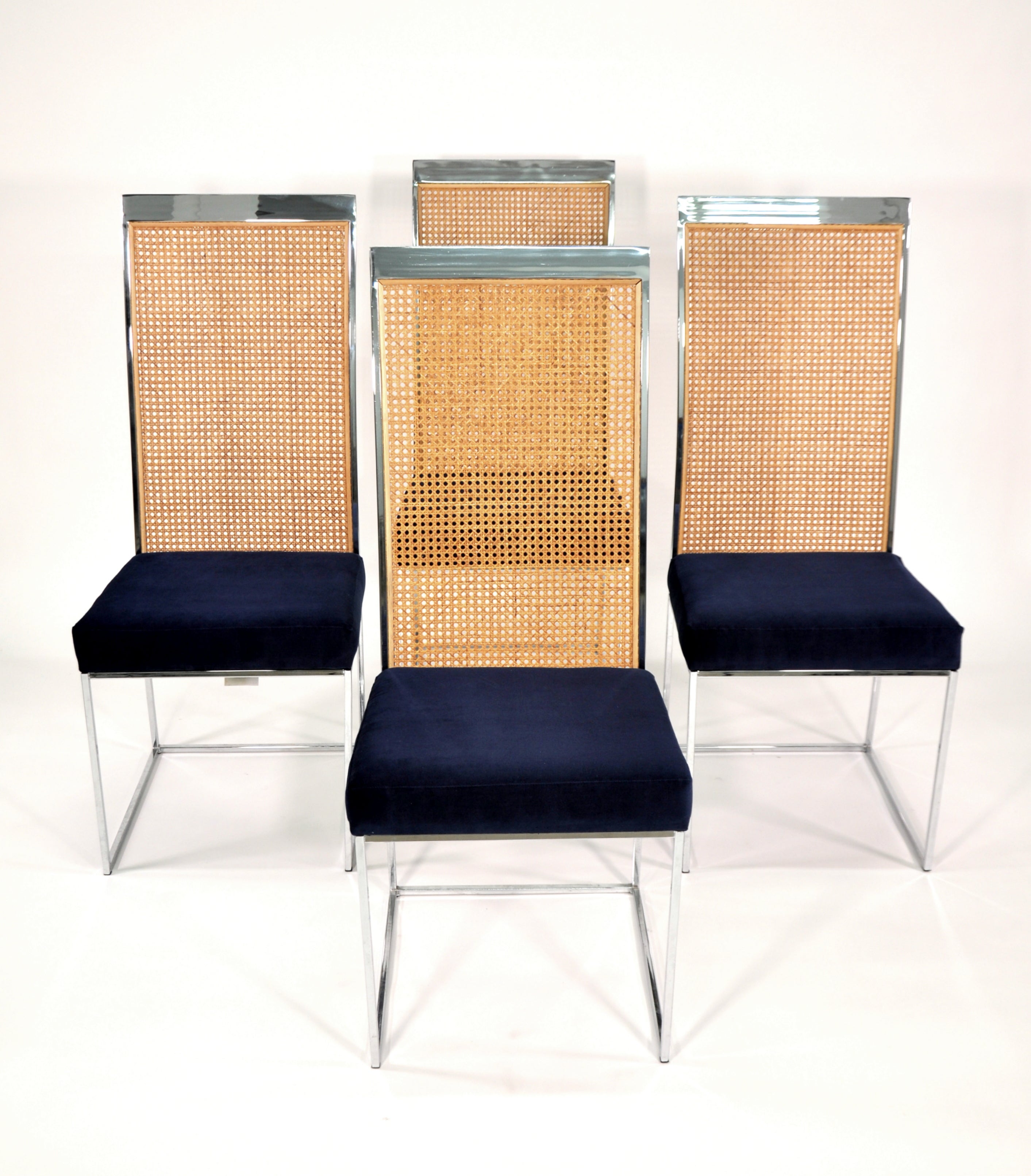 Set of Four Milo Baughman Chrome and Cane Dining Chairs for Thayer Coggin, 1970s 6