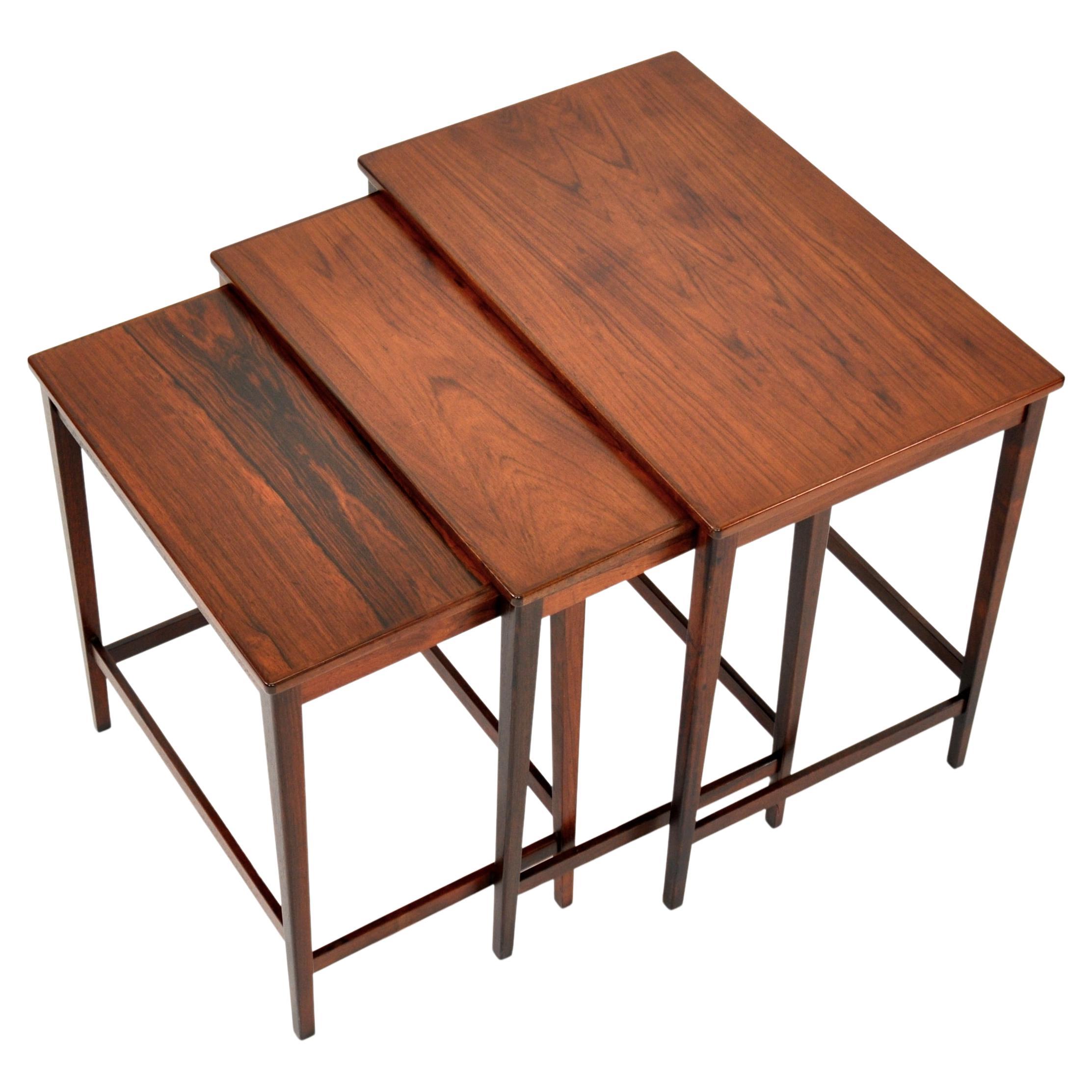 Mid-Century Modern Danish Modern Set of Rosewood Nesting Tables For Sale