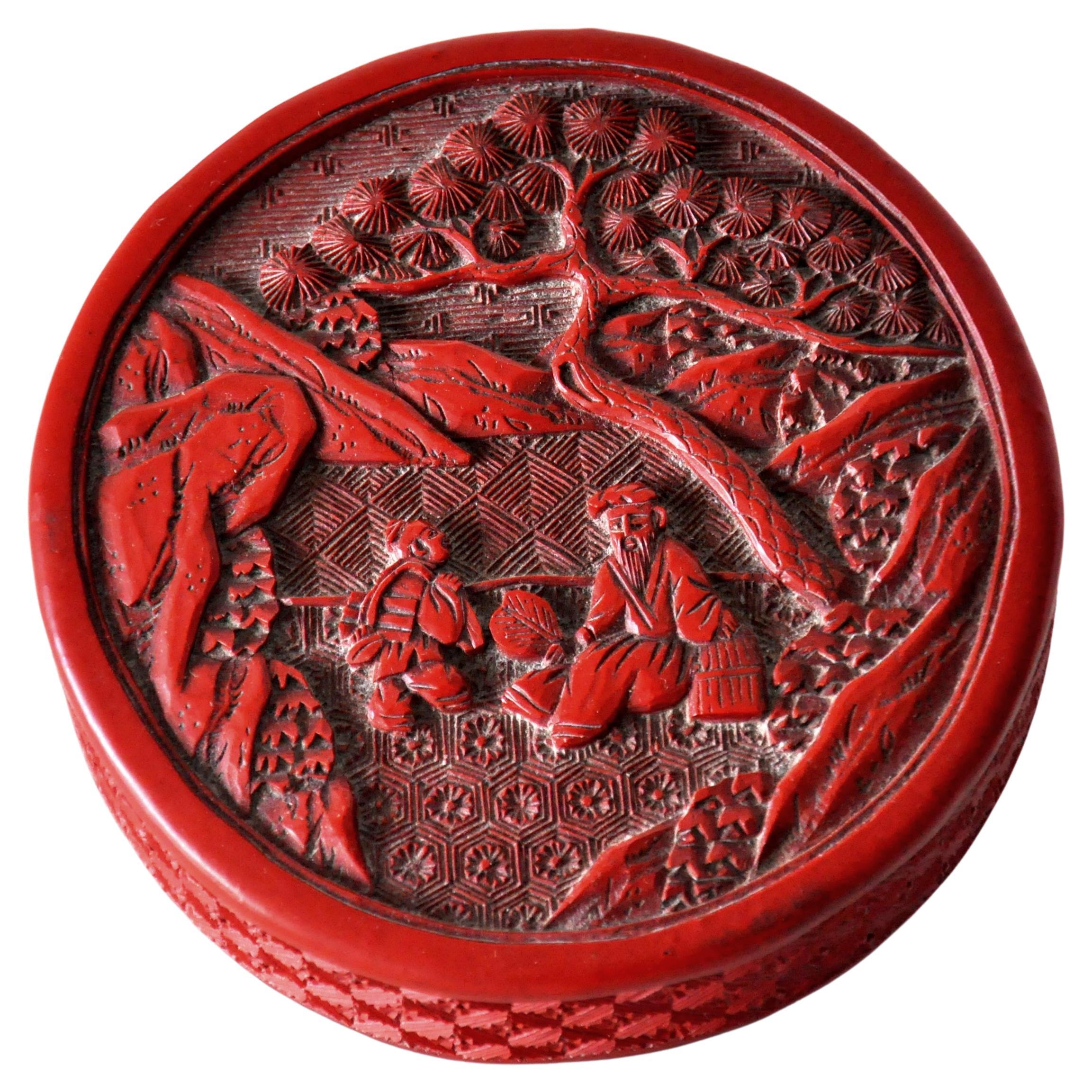 Antique Chinese Cinnabar Box For Sale