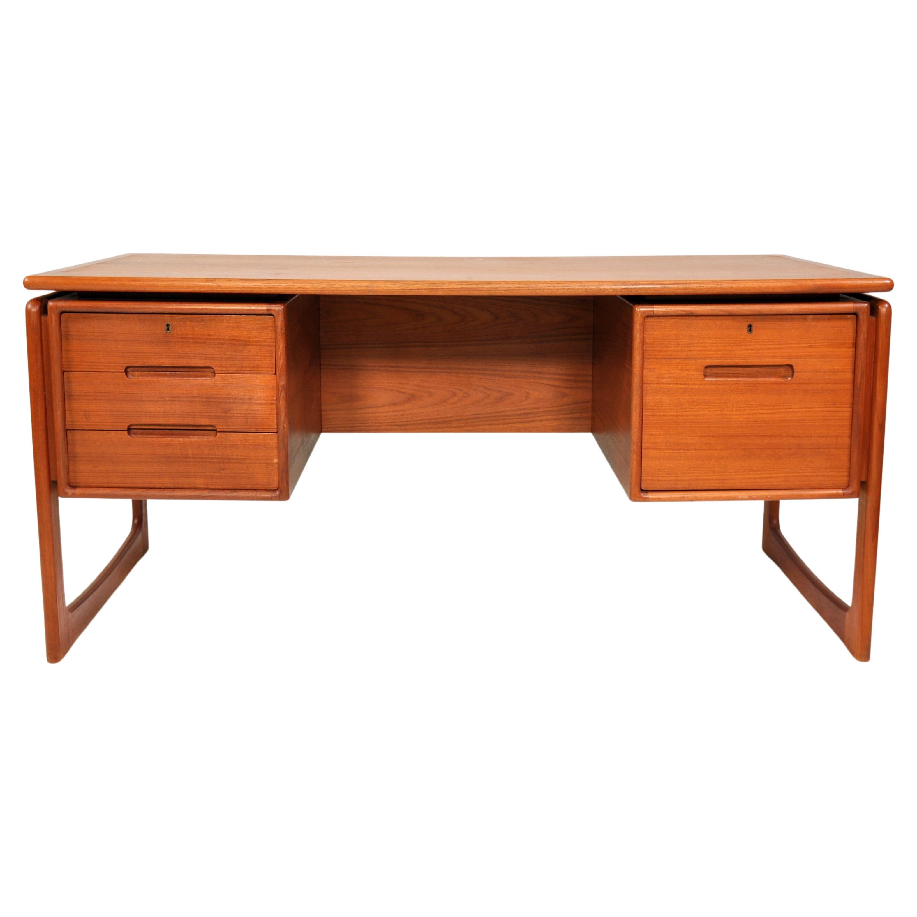 Danish Modern Floating-Top Teak Desk with Bookcase by Dyrlund For Sale