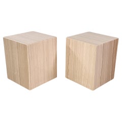 Post-Modern Travertine Cube Side Tables