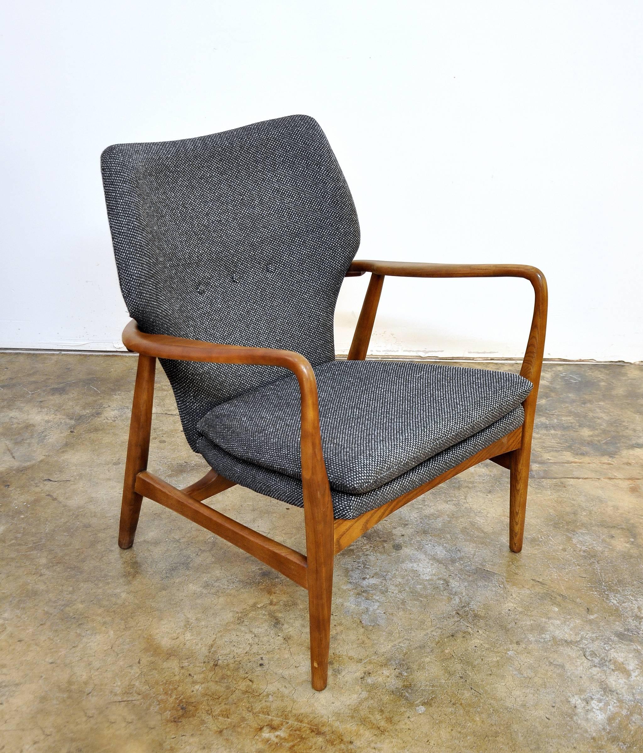 Scandinavian Modern Madsen and Schubell Lounge Chair and Ottoman, Denmark, circa 1955