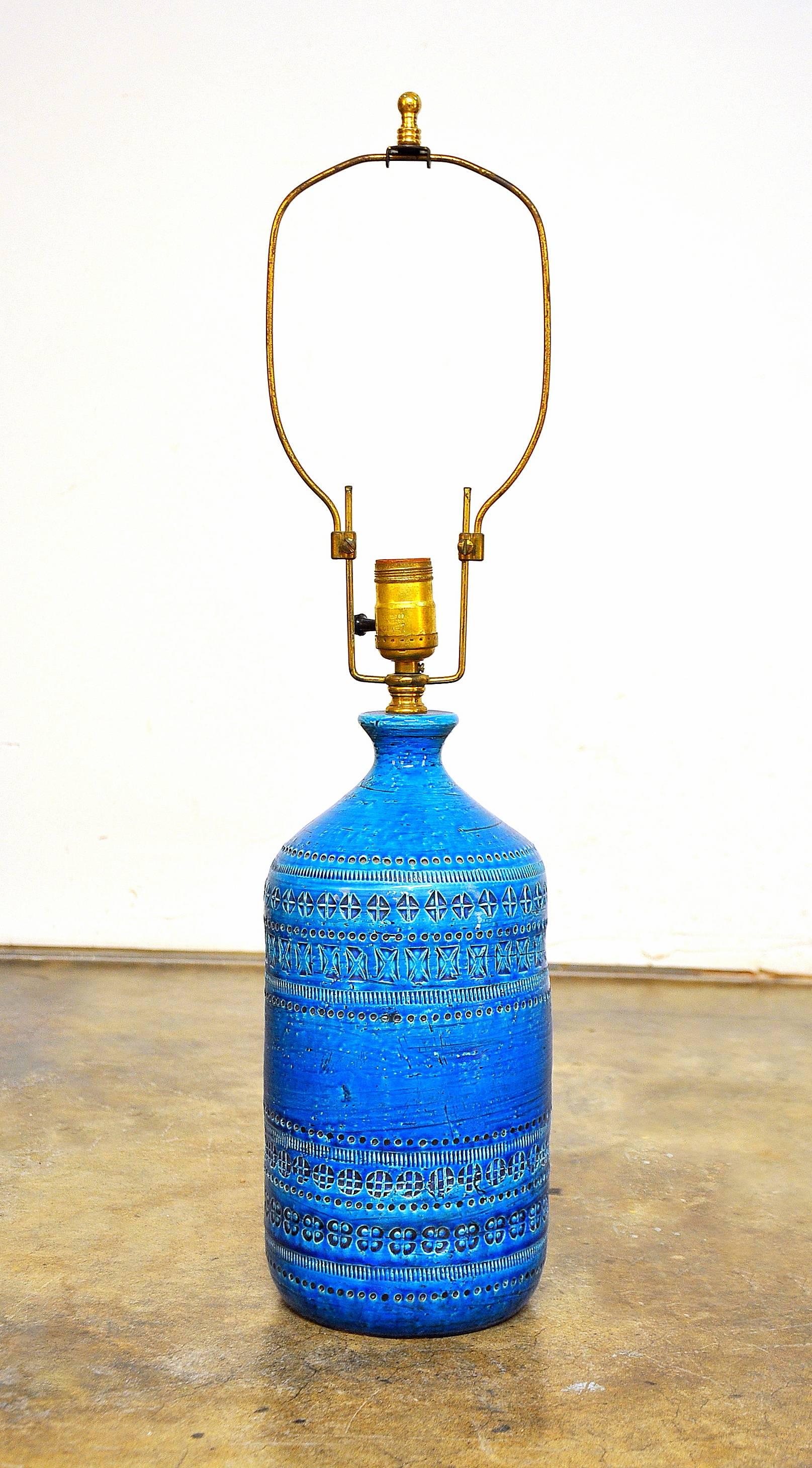 Mid-20th Century Aldo Londi for Bitossi Rimini Blu Italian Ceramic Lamp, circa 1960