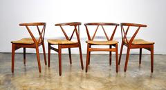 Set of Four Henning Kjaernulf for Bruno Hansen Model 225 Teak Dining Chairs