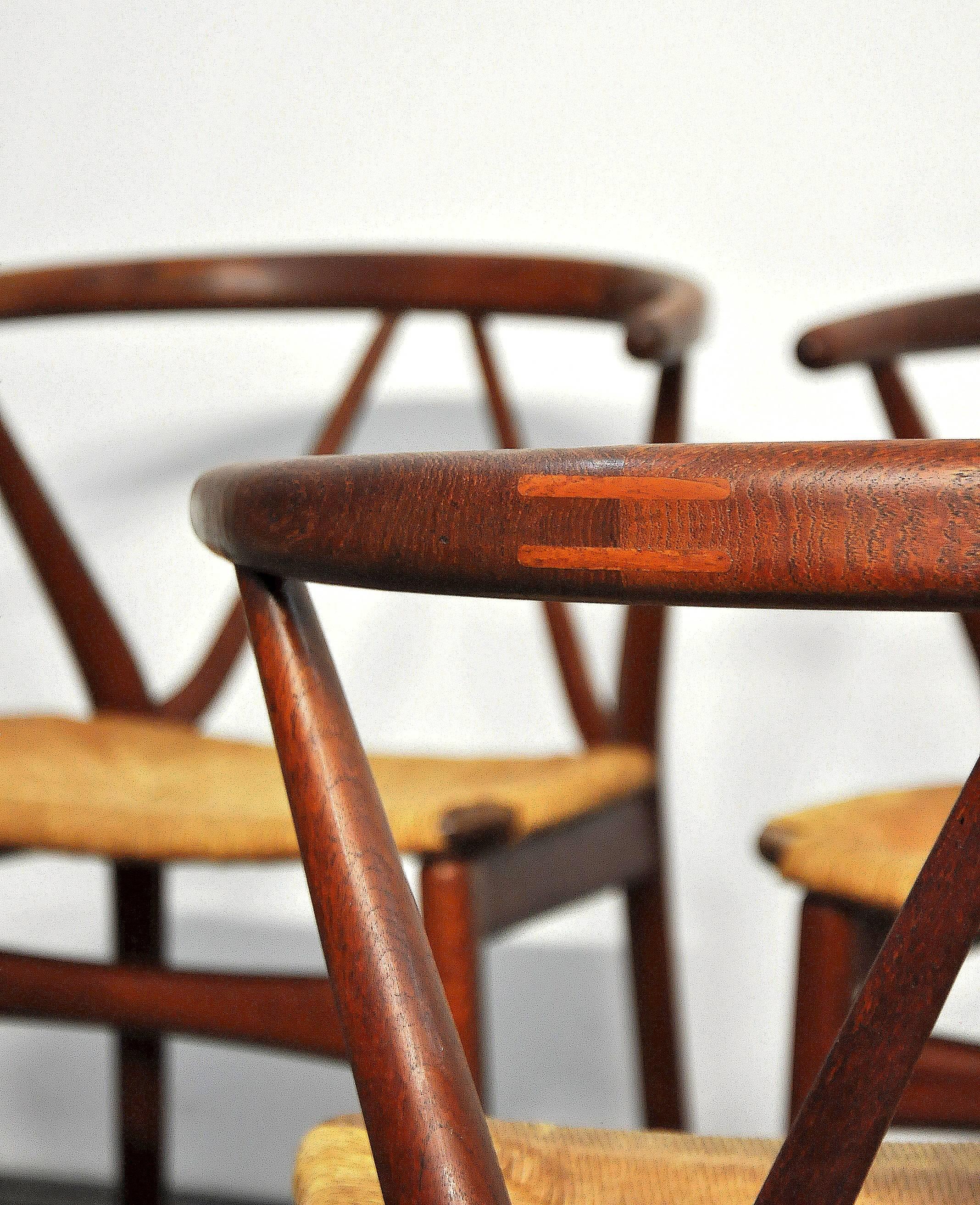 Set of Four Henning Kjaernulf for Bruno Hansen Model 225 Teak Dining Chairs In Good Condition In Miami, FL