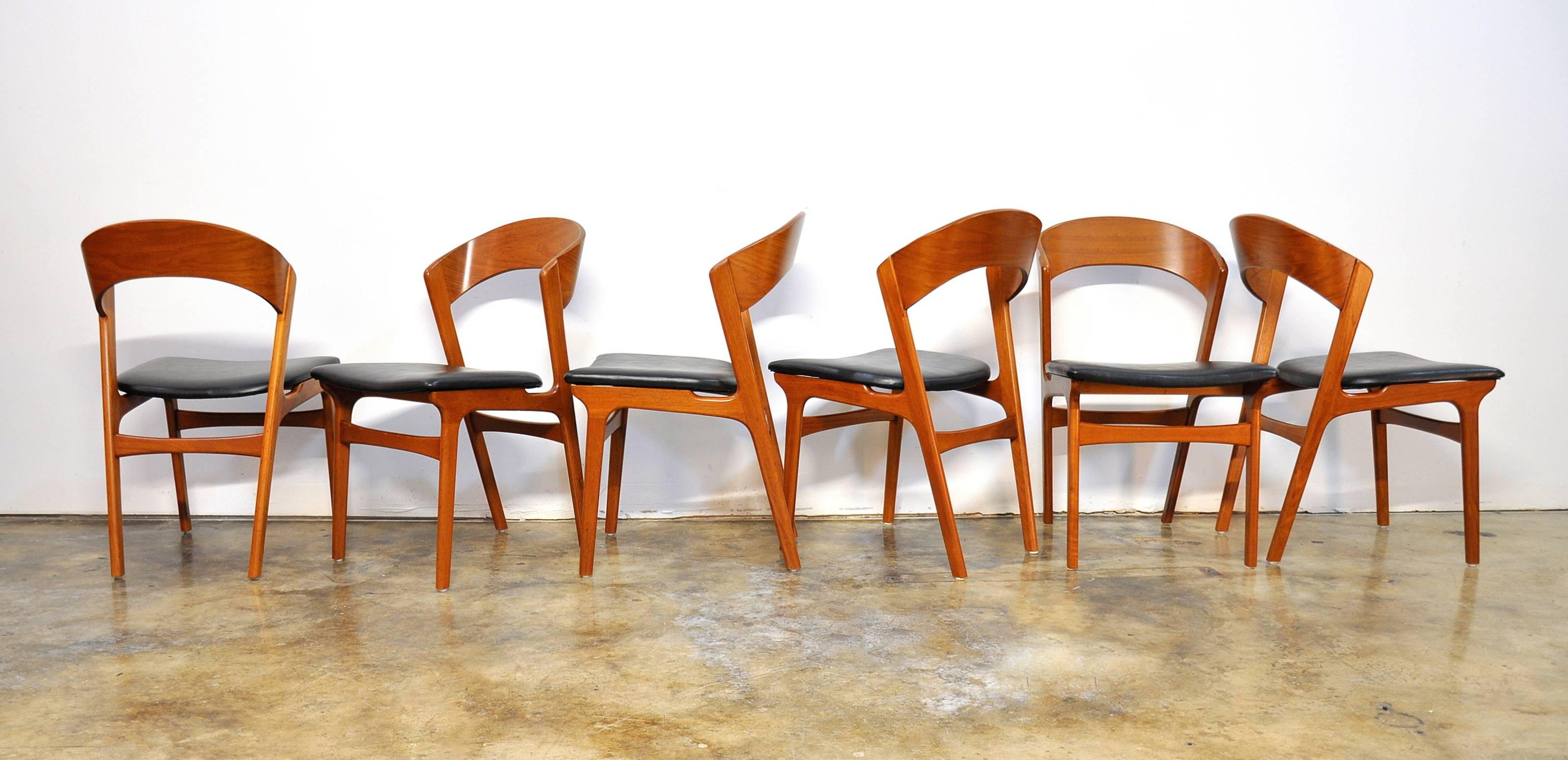 Scandinavian Modern Set of Six Randers Mobelfabrik Teak Dining Chairs, Denmark, 1950s
