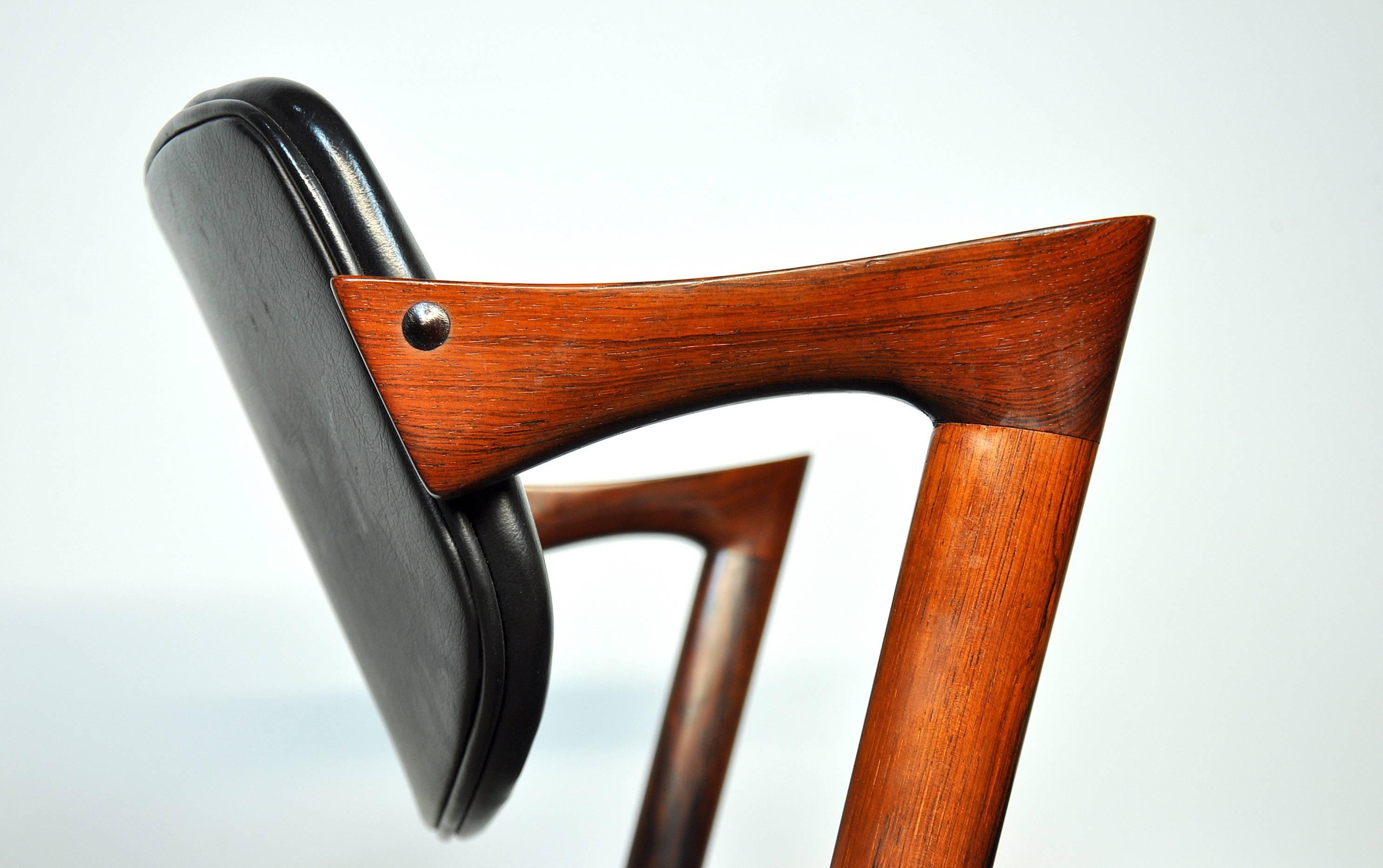 Danish Set of Four Kai Kristiansen Model 42 Rosewood Dining Chairs