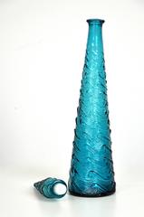 Tall Empoli Blue Art Glass Decanter