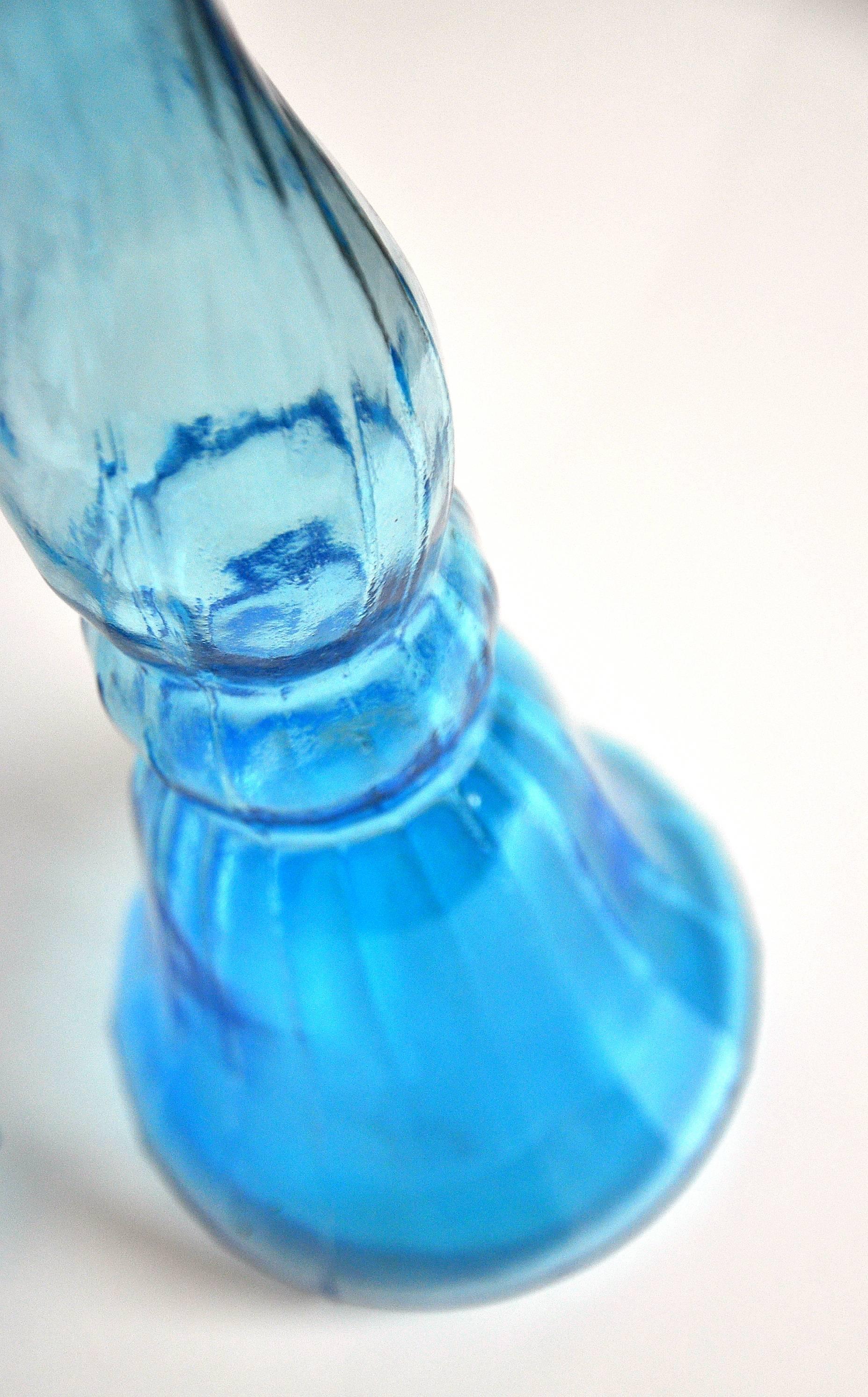 blue glass decanter made in italy