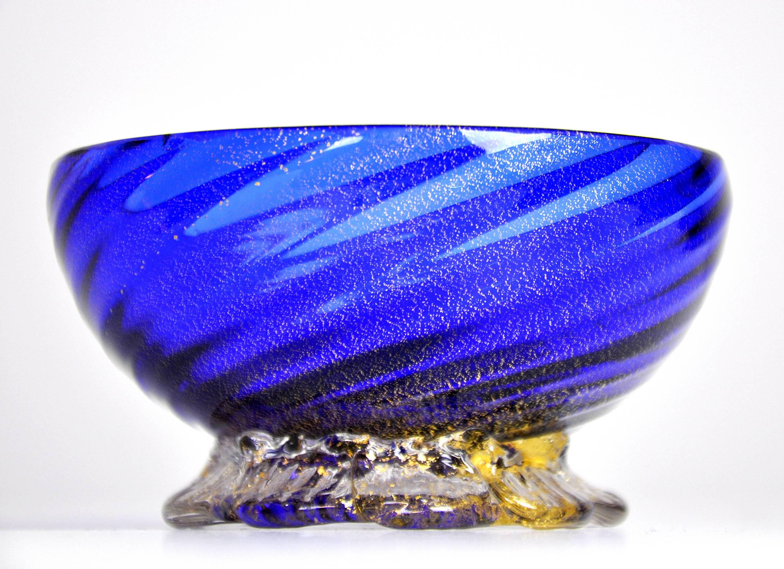 Blown Glass Salviati Murano Glass Gold Leaf Aventurine Jar