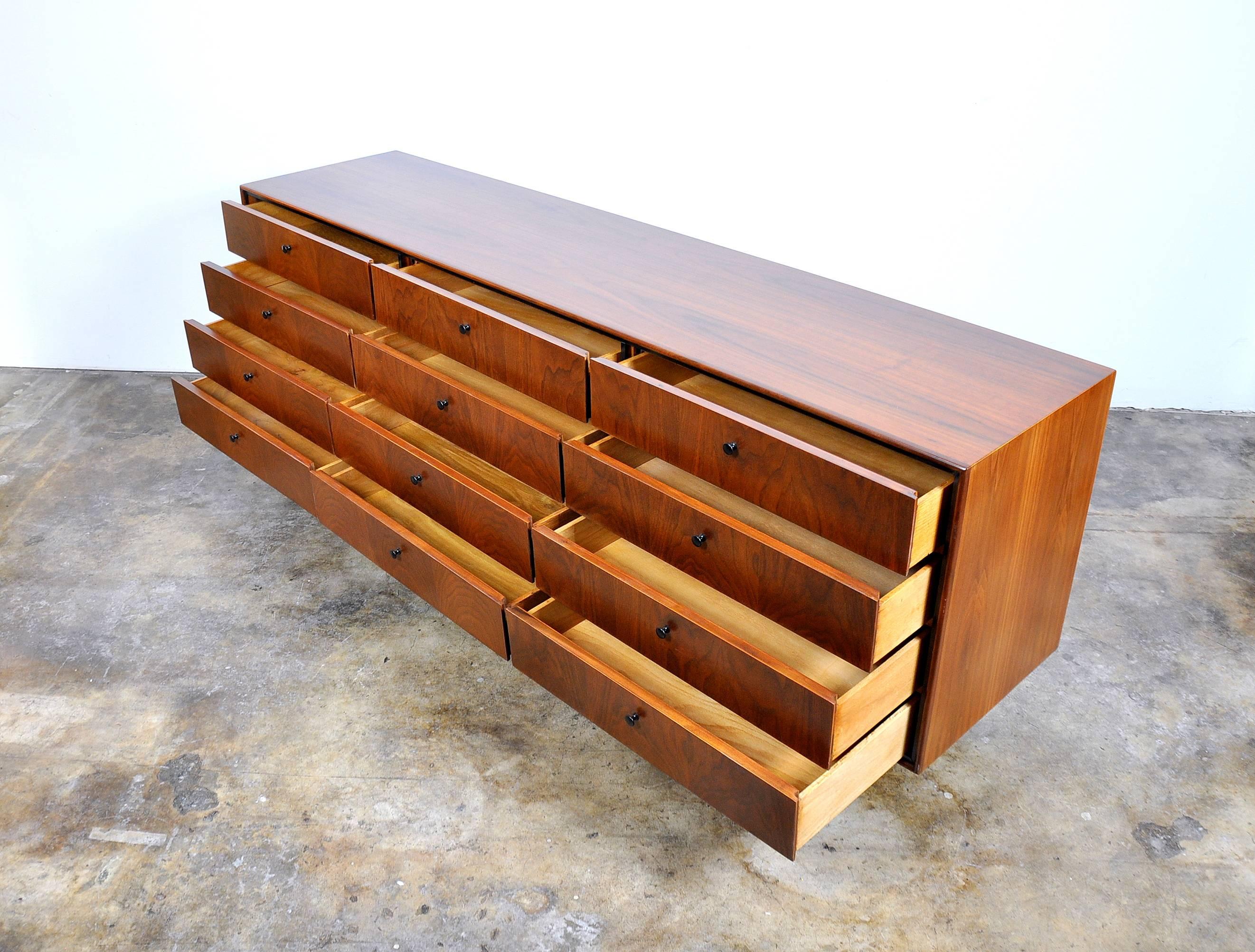 Mid-Century Modern Milo Baughman for Arch Gordon Walnut Triple Dresser
