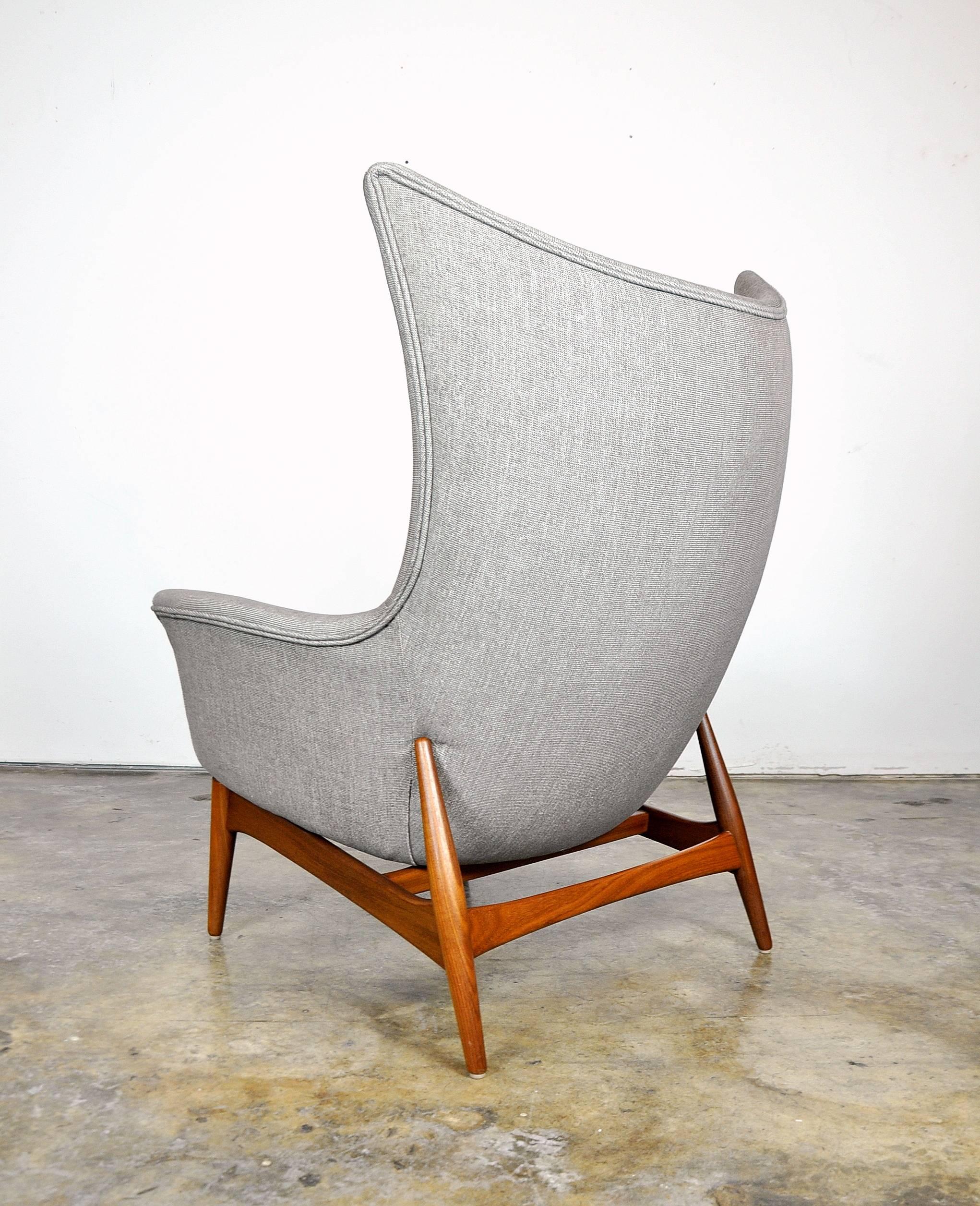 Danish Pair of H.W. Klein for Bramin Teak Wingback Lounge Chairs