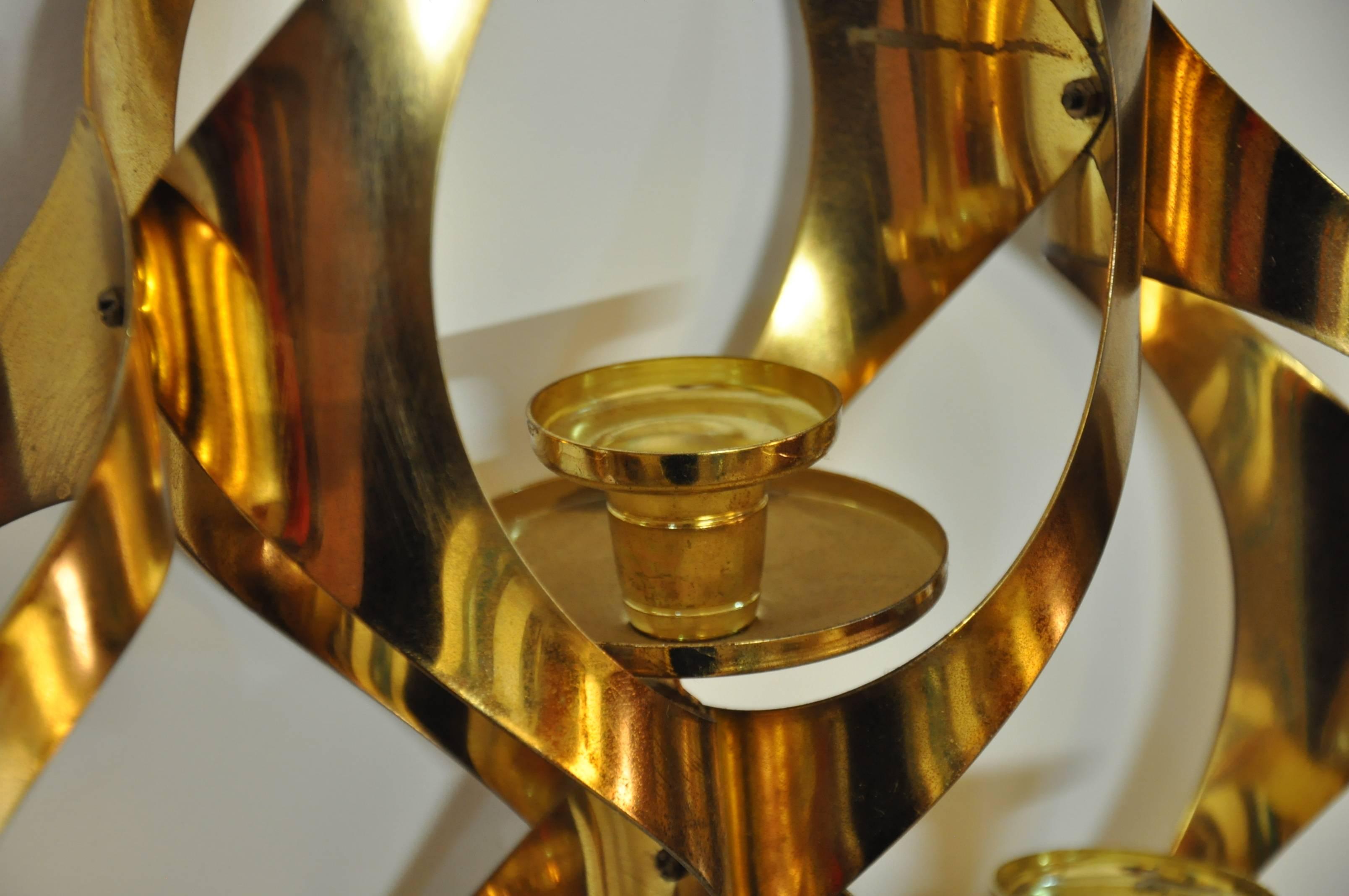 Mid-Century Brass Pendant Candelabra 2