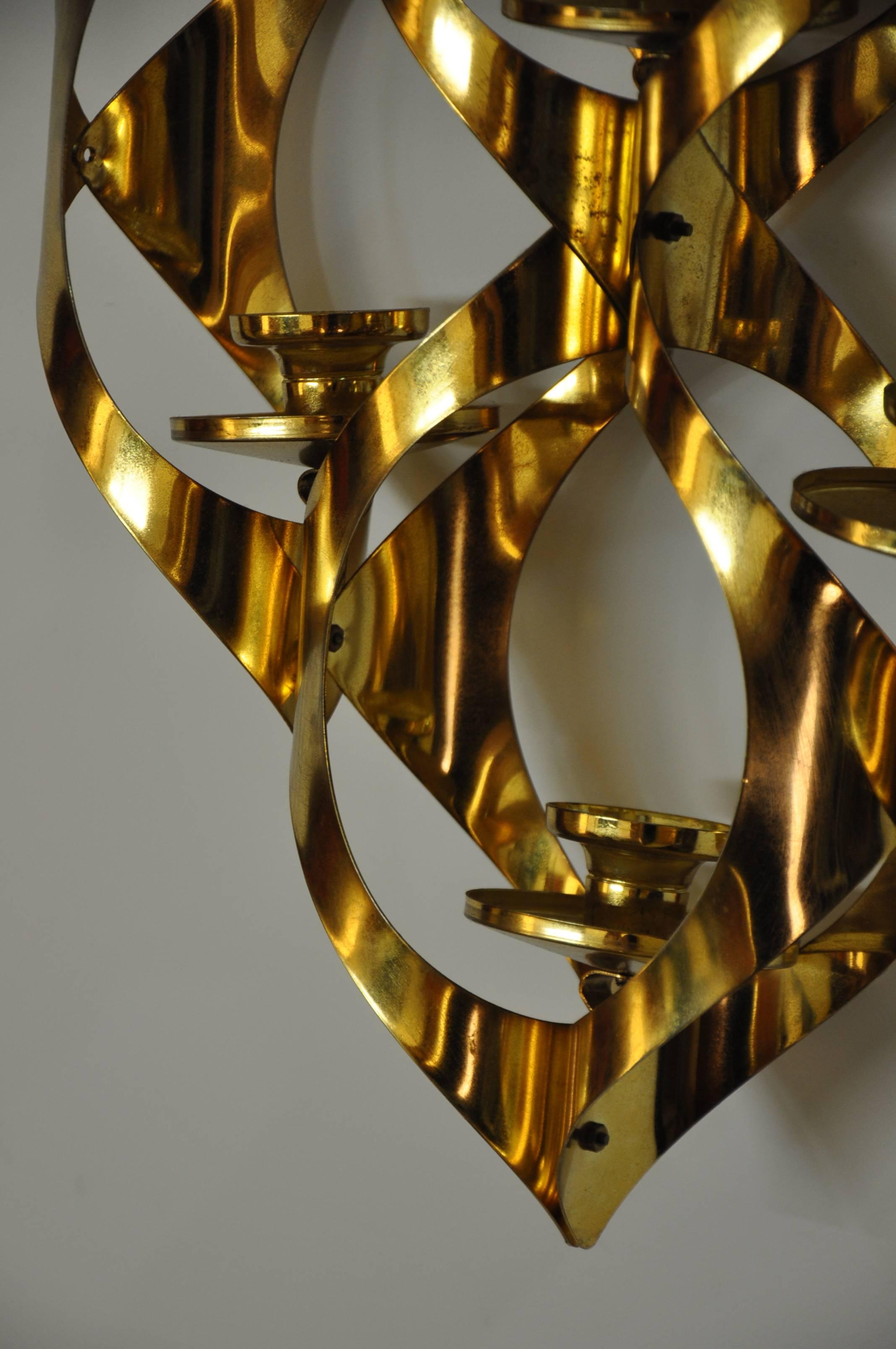 Late 20th Century Mid-Century Brass Pendant Candelabra