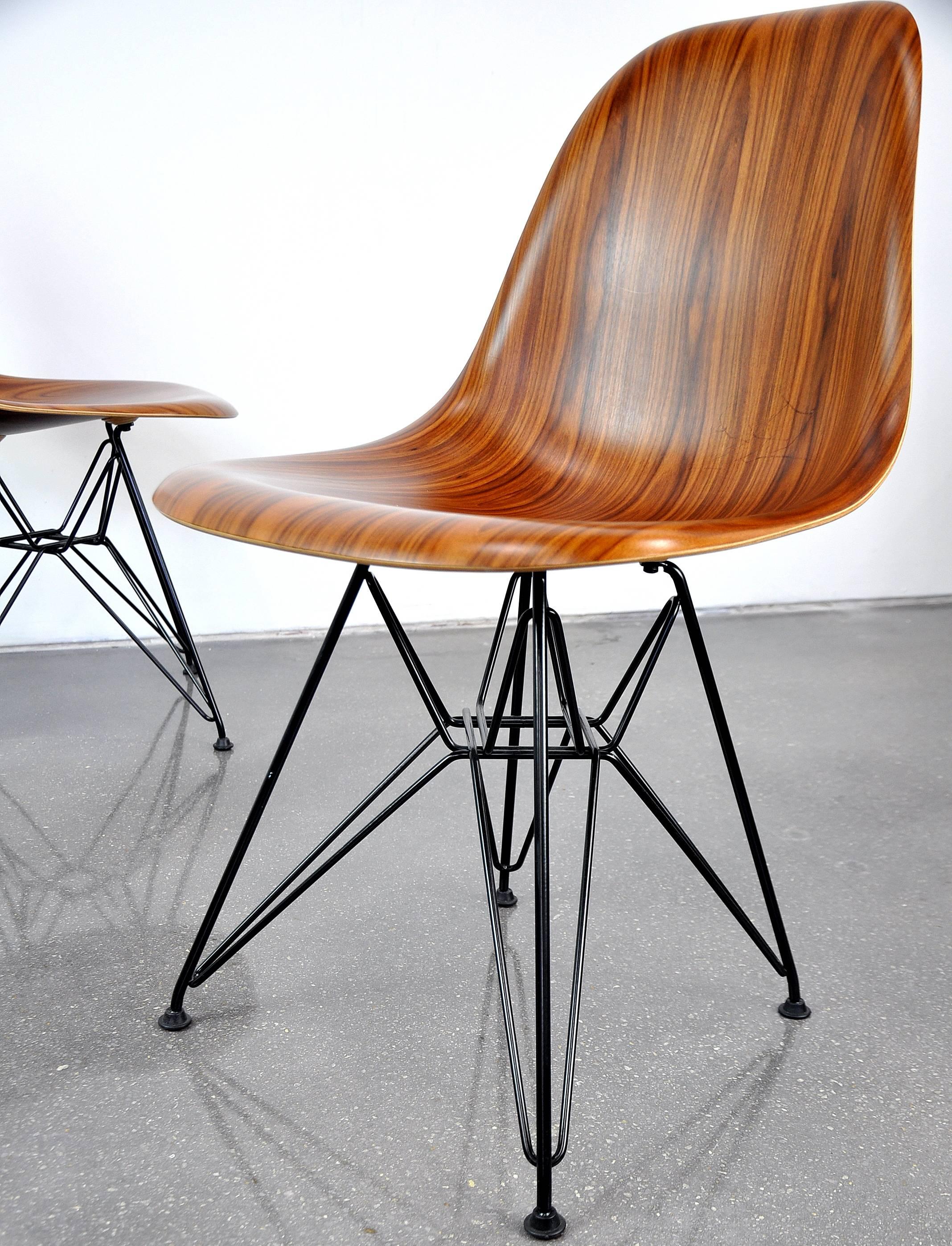 Pair of Eames Herman Miller Palisander Eiffel Base Shell Chairs 1