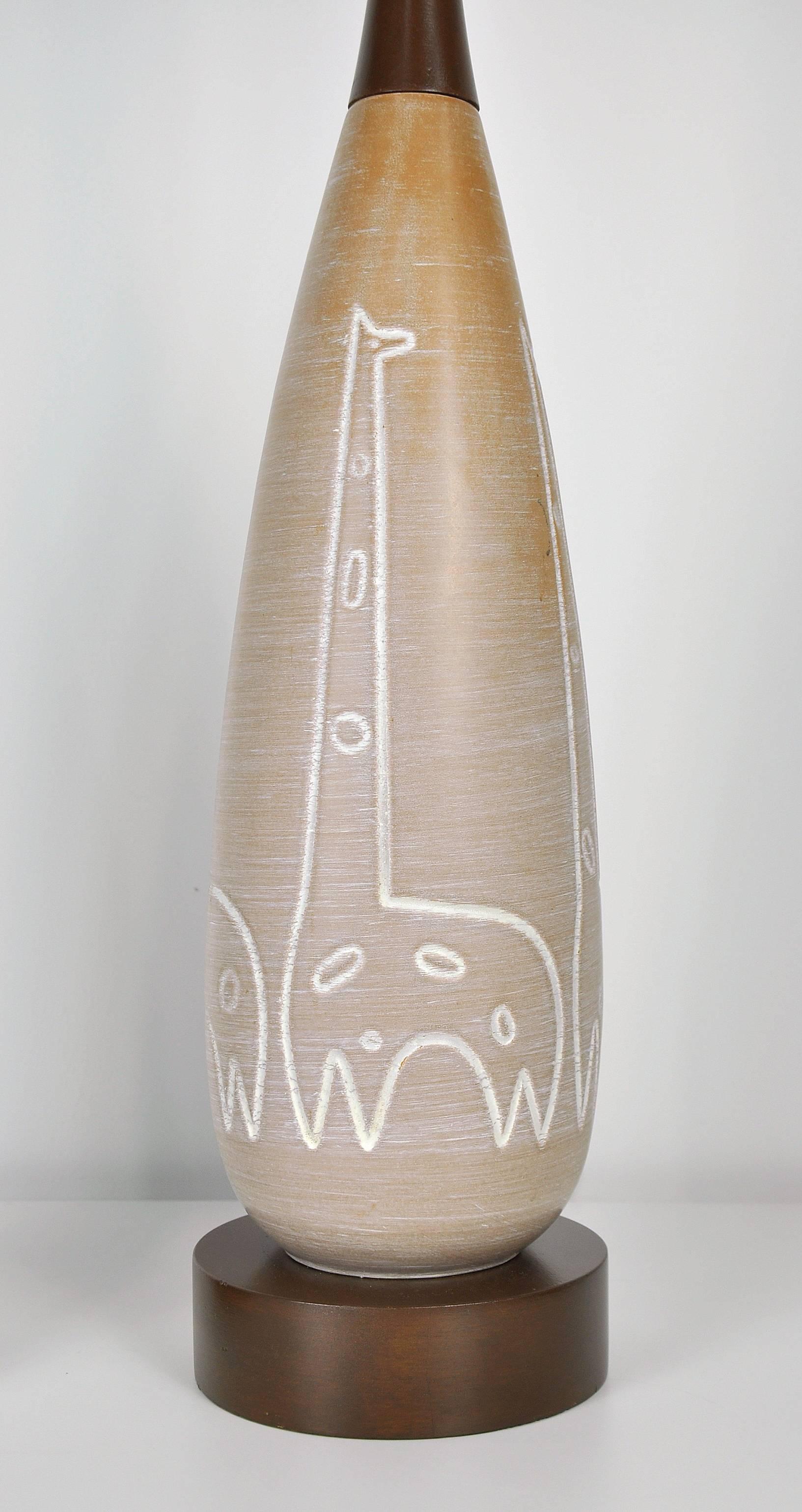 Italian Ceramic Giraffe Table Lamps by Raymor 1