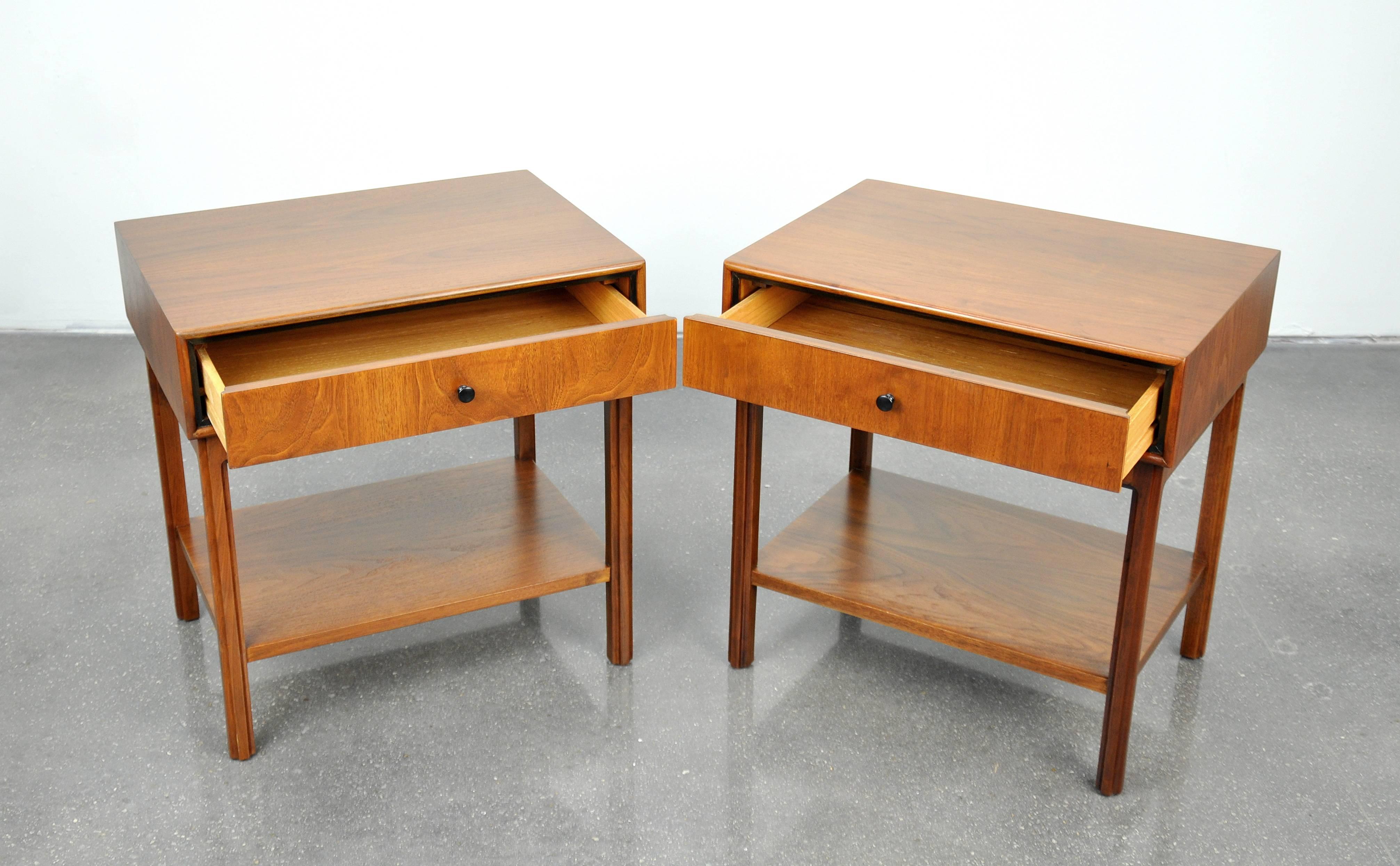 Pair of Milo Baughman for Arch Gordon Walnut Nightstands or Side Tables 1