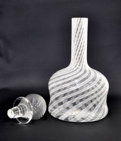 Fratelli Toso Murano Glass Latticino Filigrana Decanter
