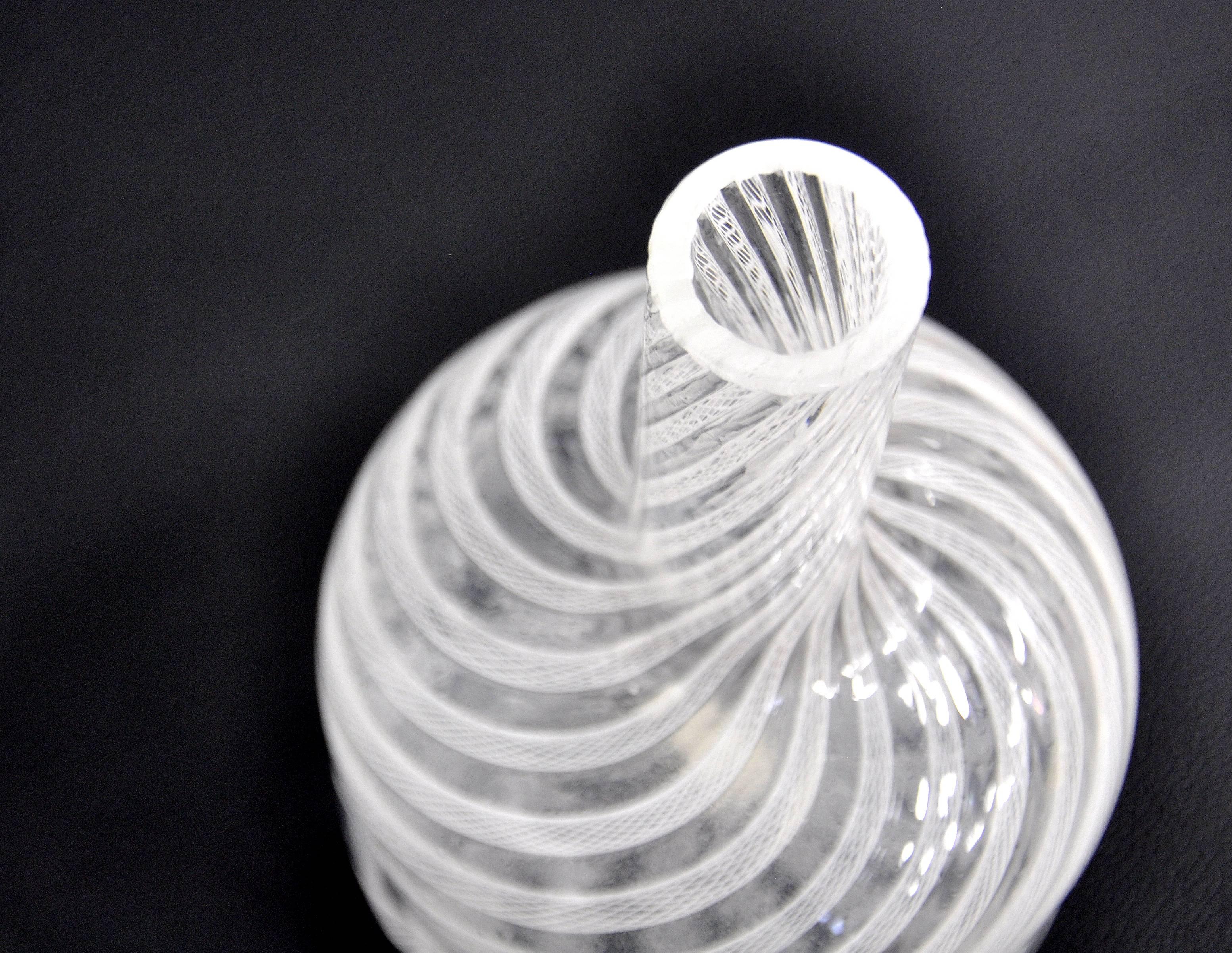 Art Glass Fratelli Toso Murano Glass Latticino Filigrana Decanter