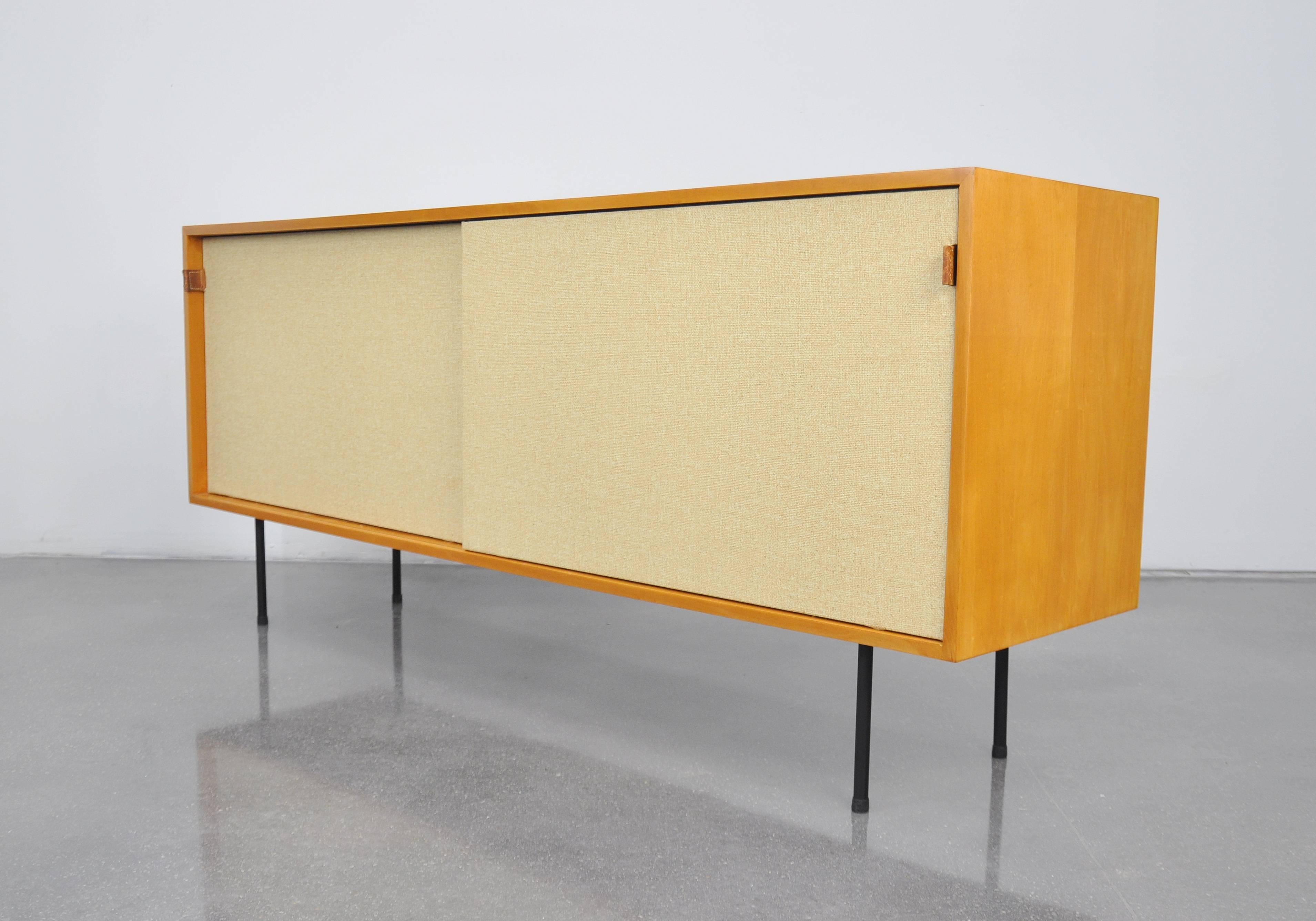 Enameled Early Florence Knoll Maple and Seagrass Credenza