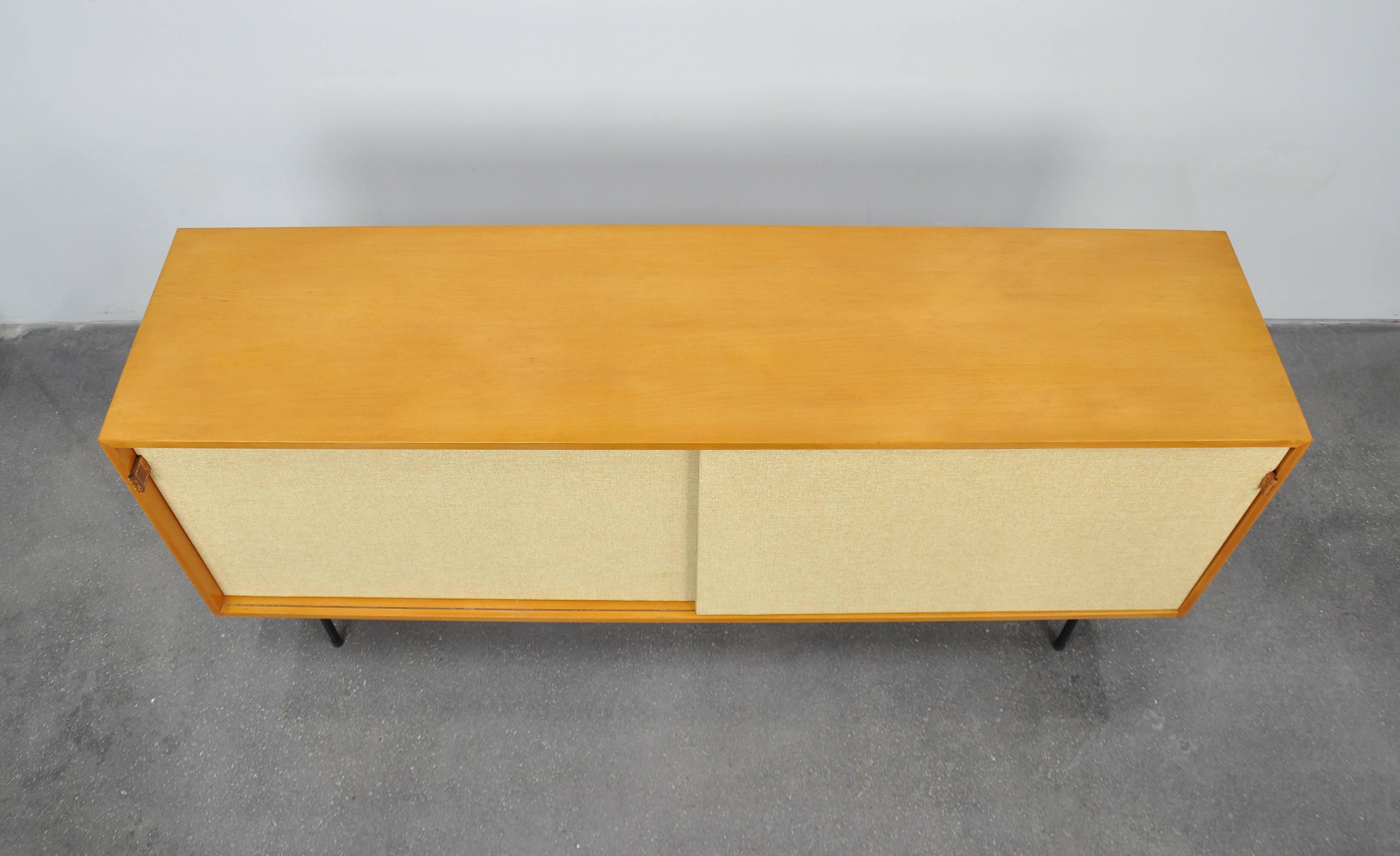 Early Florence Knoll Maple and Seagrass Credenza In Excellent Condition In Miami, FL