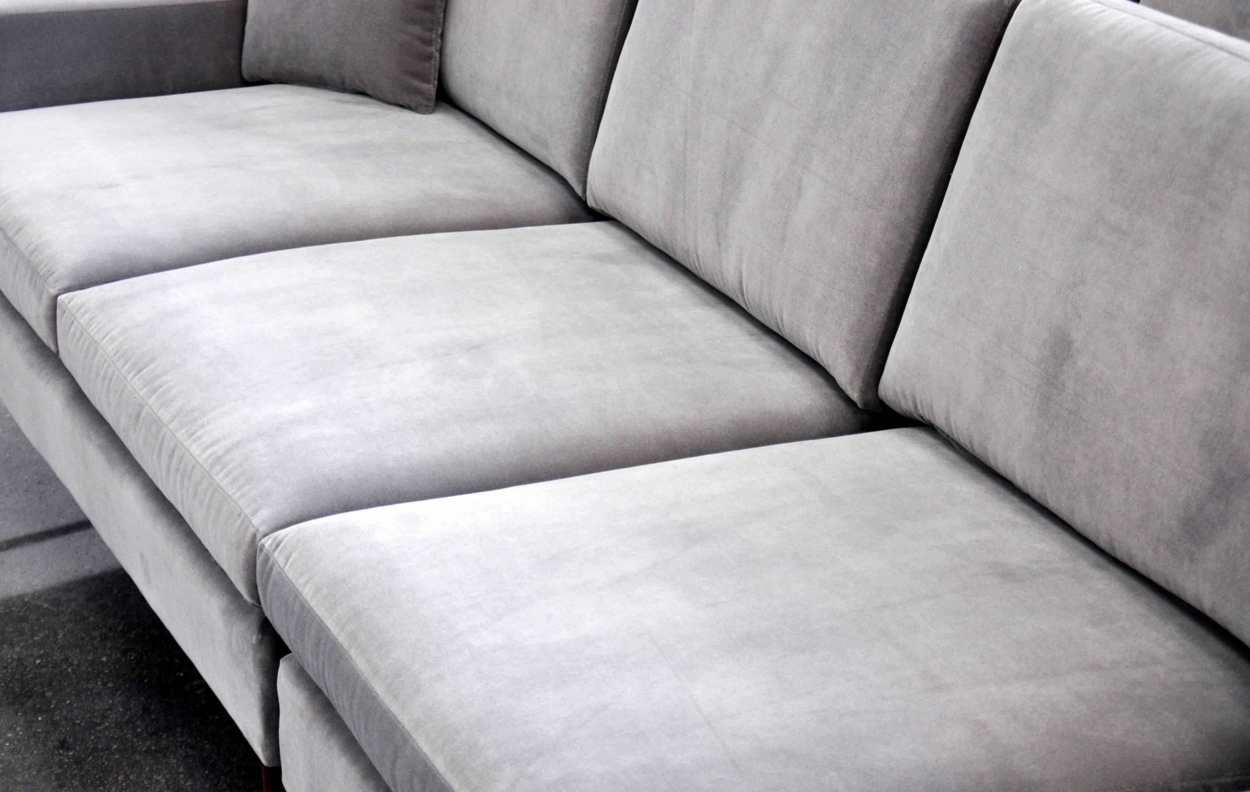 Paul McCobb for Directional Grey Velvet Sectional Sofa 1