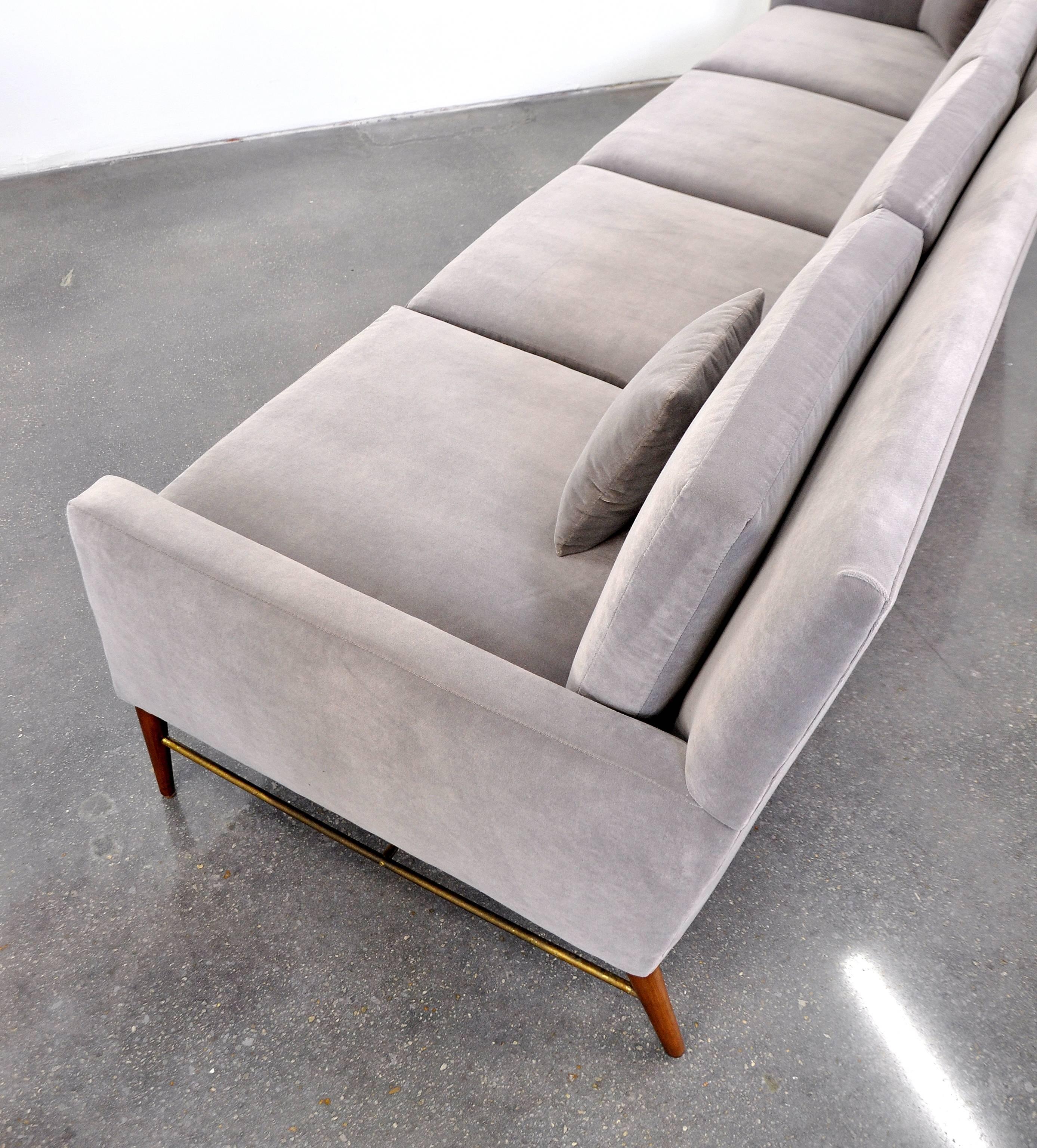 Paul McCobb for Directional Grey Velvet Sectional Sofa 2