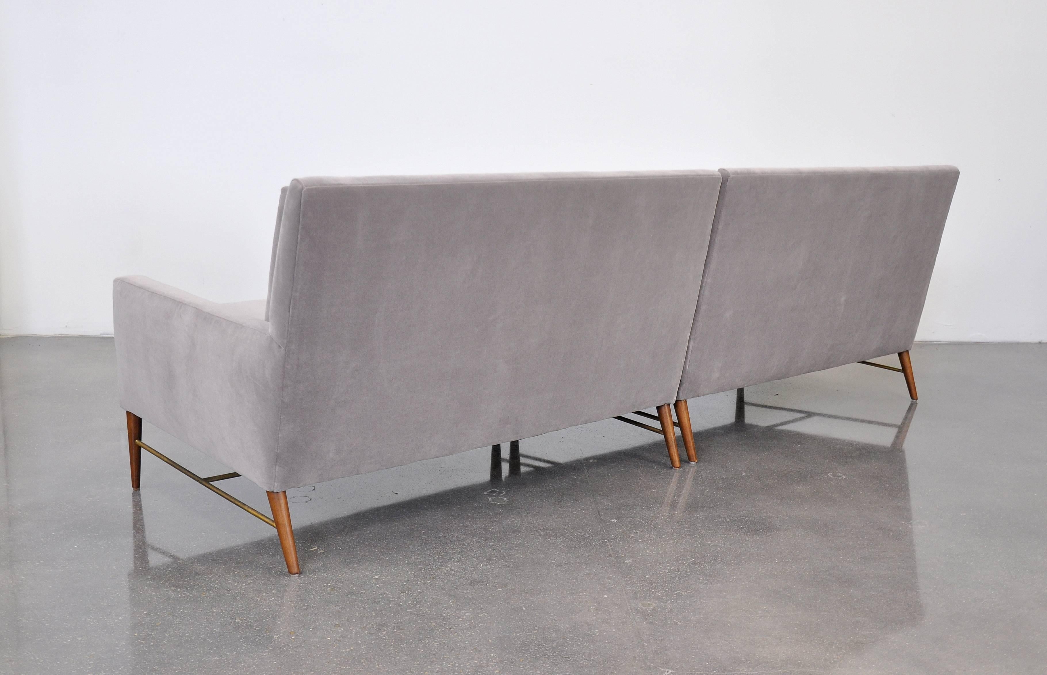 Mid-Century Modern Paul McCobb for Directional Grey Velvet Sectional Sofa