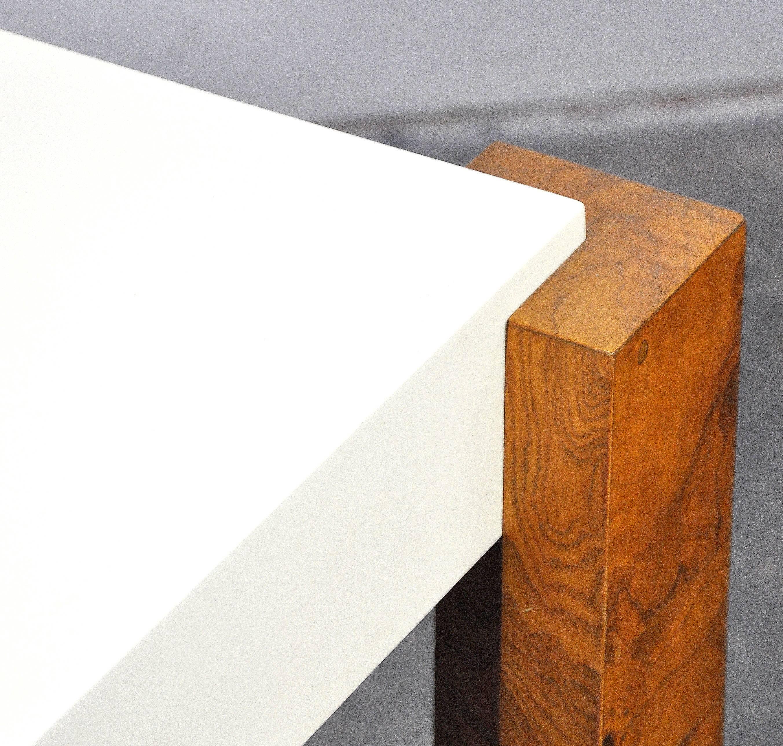 Milo Baughman for Thayer Coggin Burlwood and White Lacquer Side Table 3