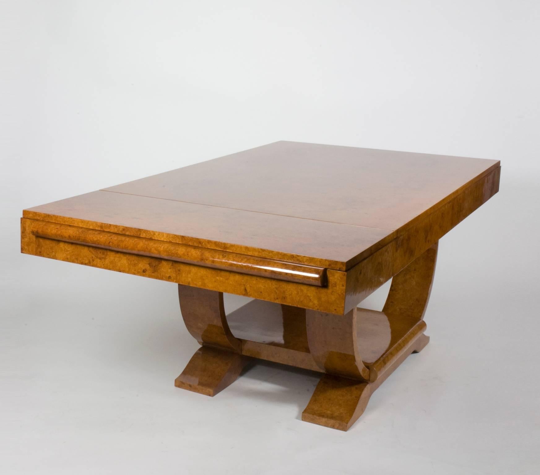 20th Century Art Deco Maple Burl Dining Table 1