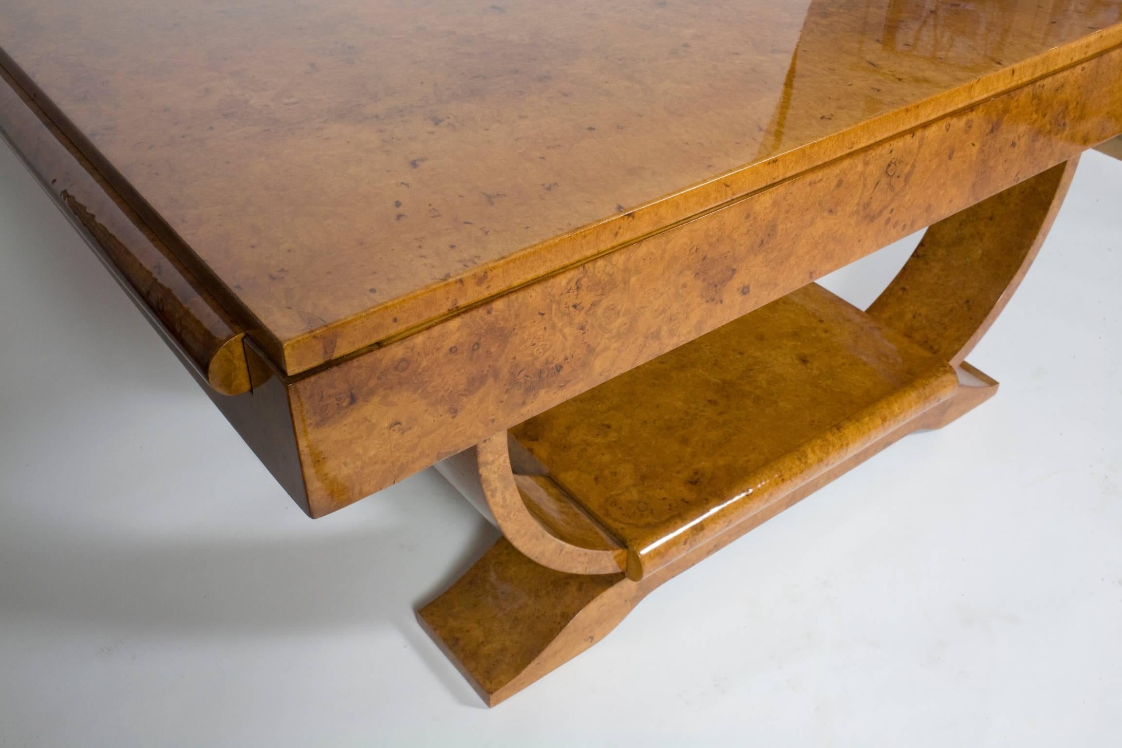 French 20th Century Art Deco Maple Burl Dining Table