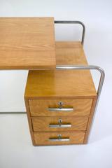 1940s Bauhaus Chrome Steel Tube and Beech Desk