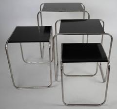 Set of Four Tubular Side Tables Designed by Marcel Breuer