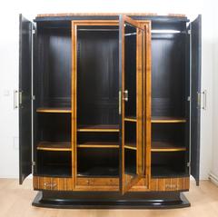 1930s Art Deco Wardrobe Amboyna Burl Veneer