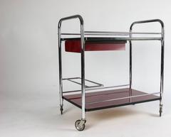 20th Century Art Deco Steel Tube Bar Cart Trolley