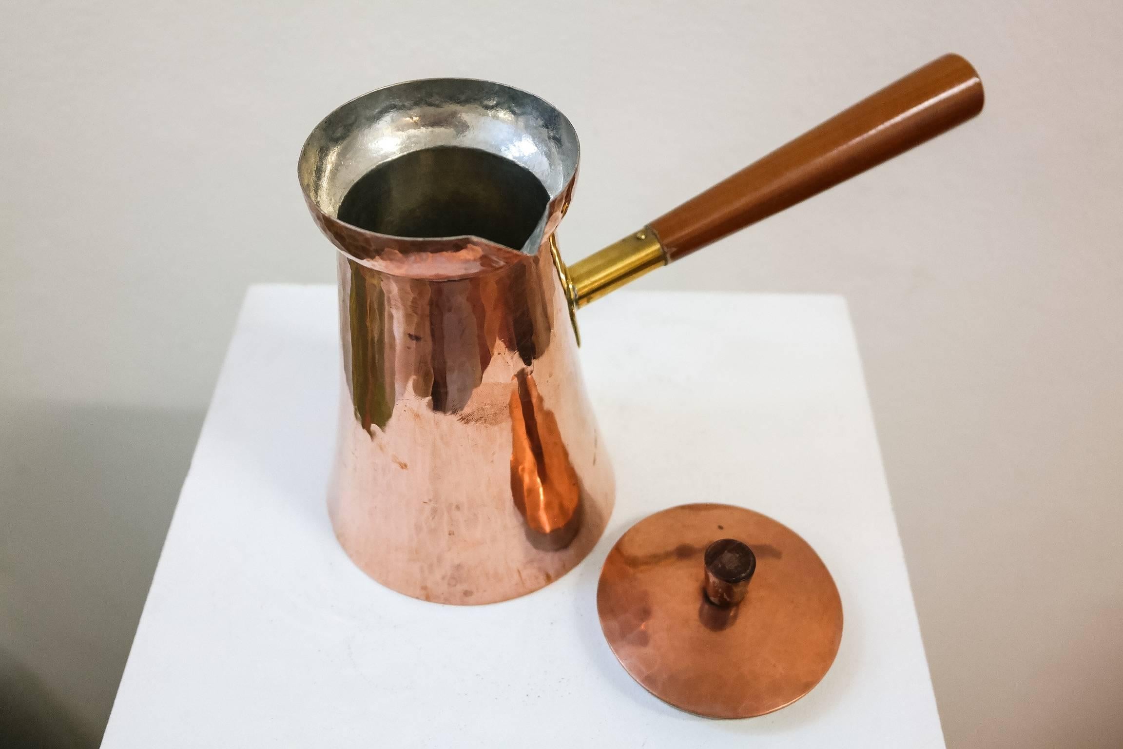 German 1940s Bauhaus Copper Coffee Pot by Karl Raichle For Sale