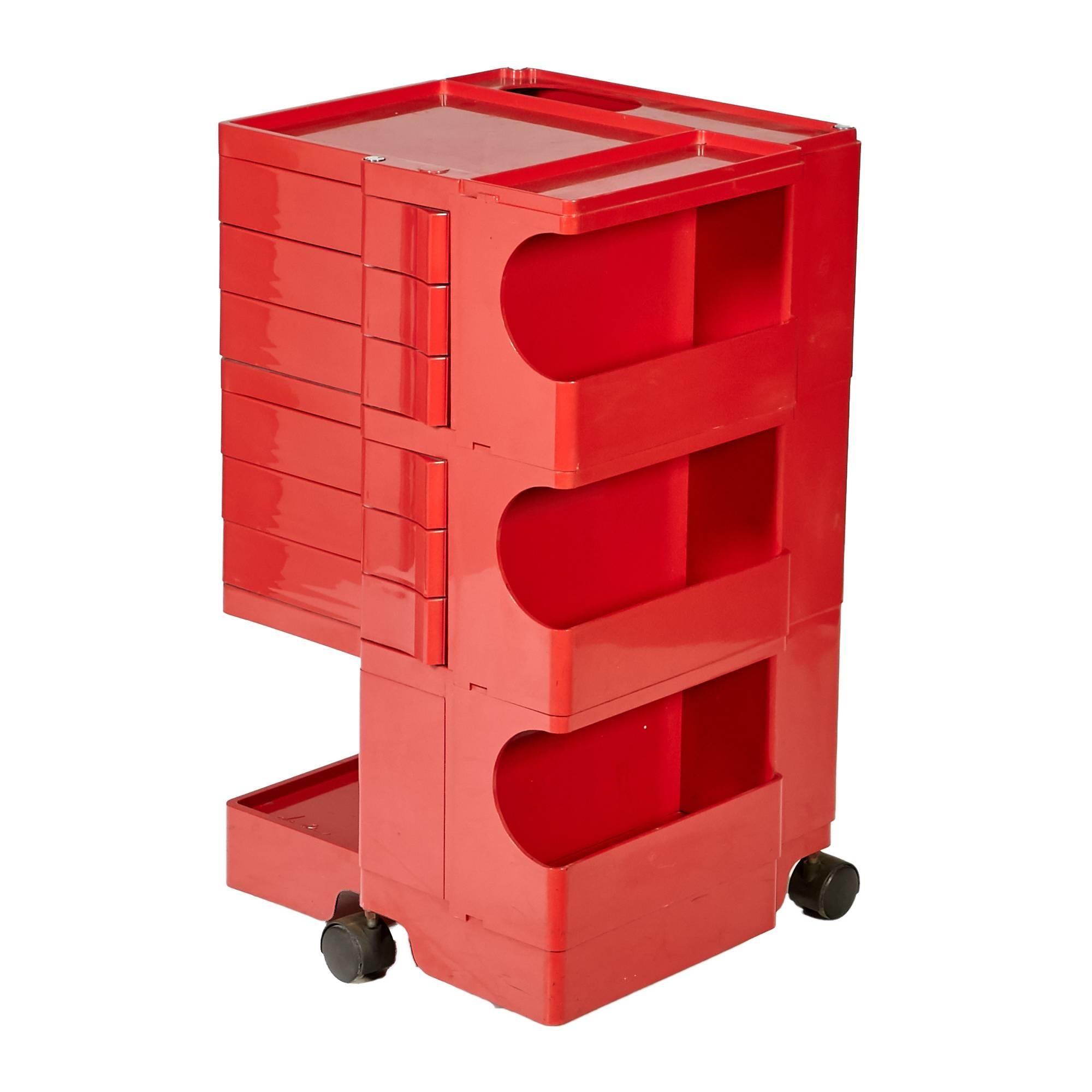Mid-Century Modern Joe Columbo Red Plastic Boby Storage Office Organizer