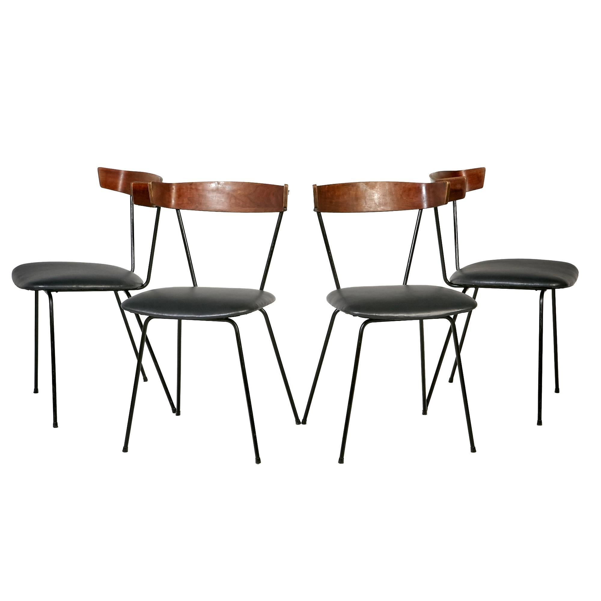 American Paul McCobb Iron Dining Chairs, Set of Four