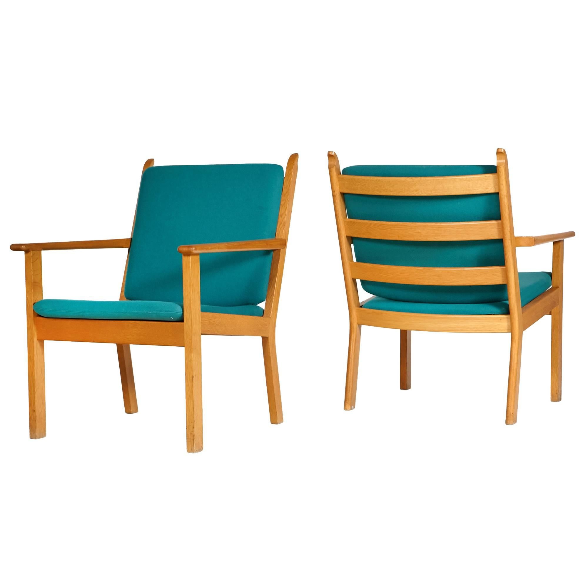 Hans J. Wegner Oak Lounge Chairs by GETAMA, Pair