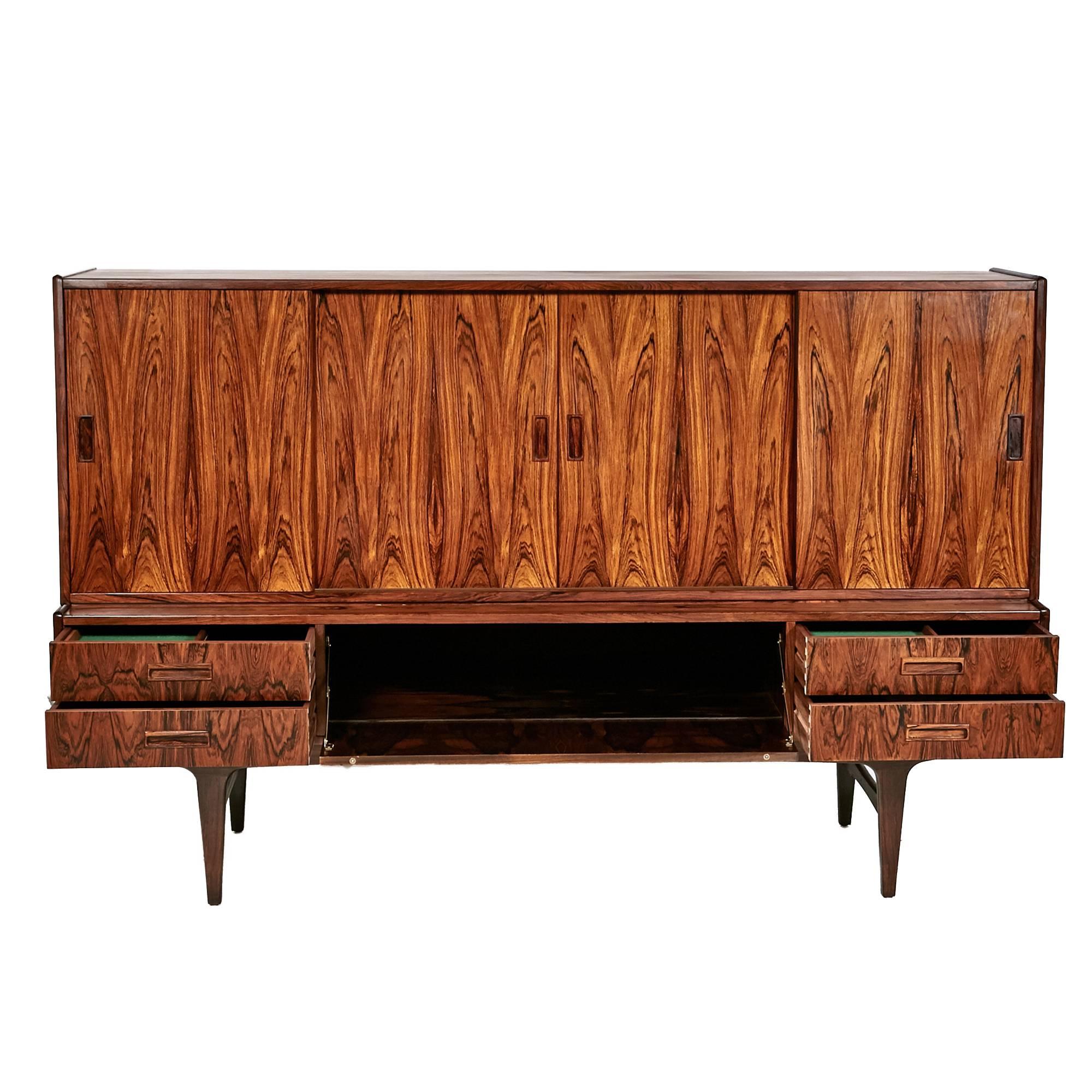 1960s Danish Rosewood Tall Credenza by Westergaard Mobelfabrik In Excellent Condition For Sale In Amherst, NH